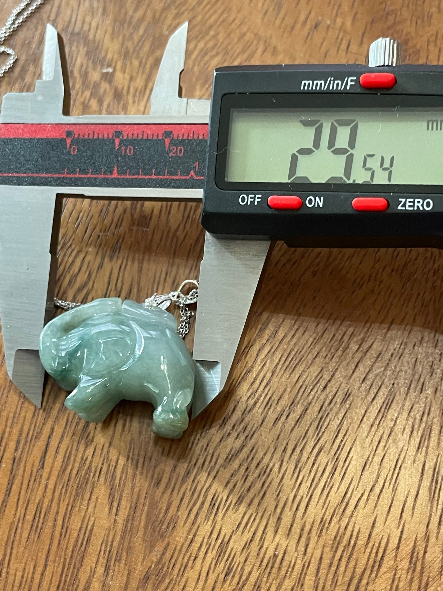 Natural Grade A Green Elephant Sterling Silver Necklace