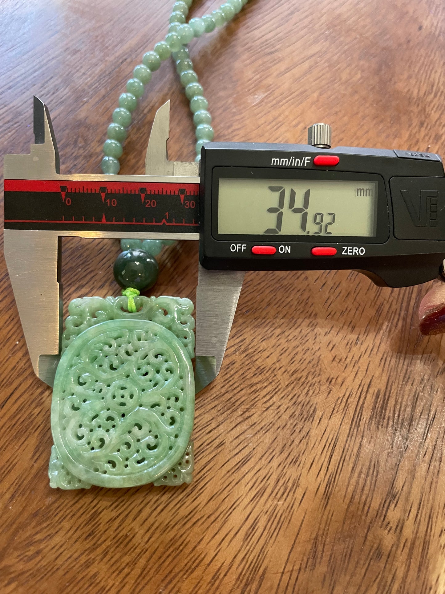 Natural Icy Green Burma Jadeite rectangle charm with green beads necklace