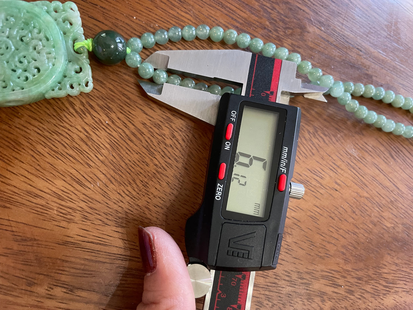 Natural Icy Green Burma Jadeite rectangle charm with green beads necklace