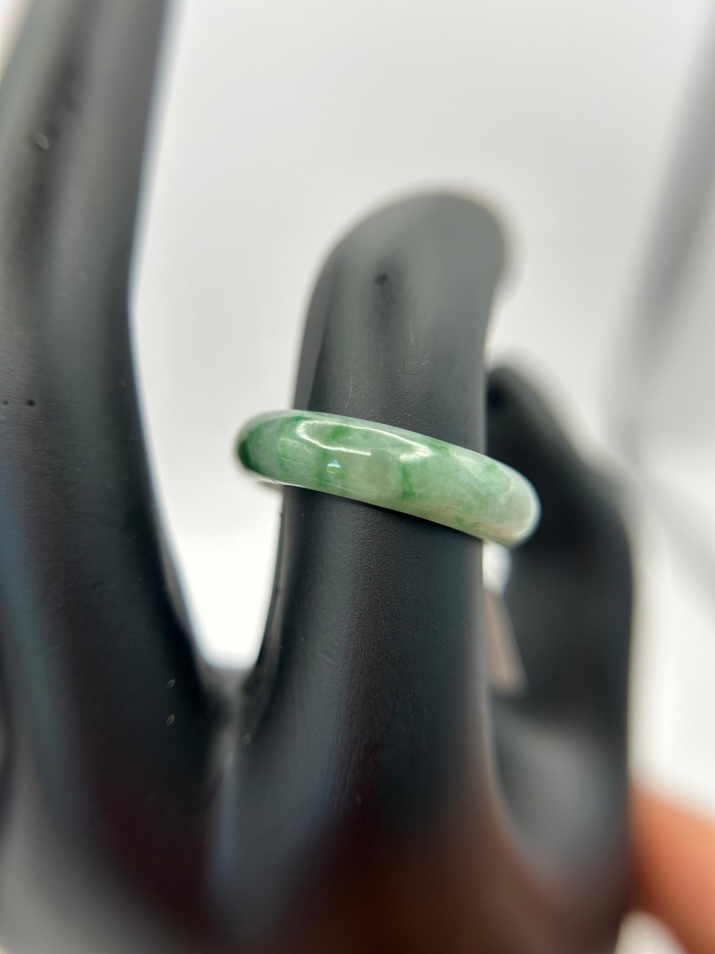 Natural Grade A Burma Jadeite green and white Ring