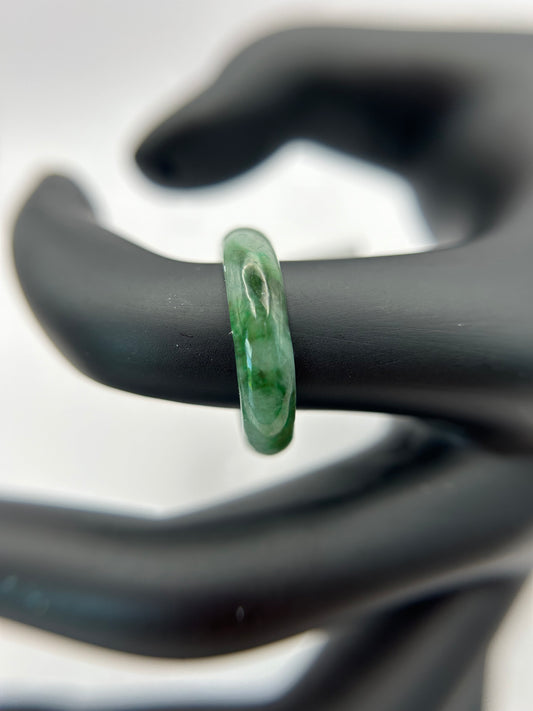 Natural Grade A Burma Jadeite green and white Ring