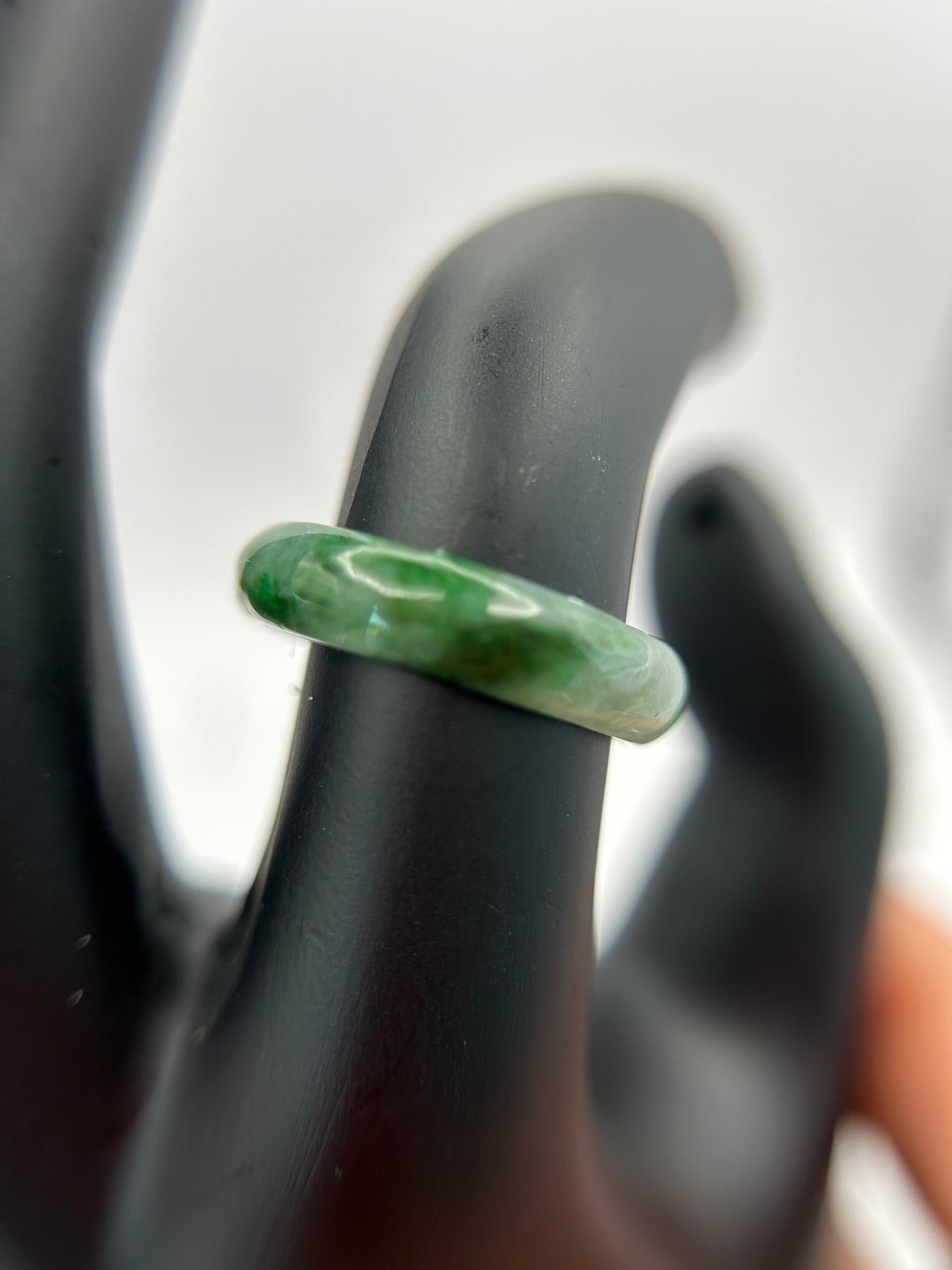 Natural Grade A Burma Jadeite green and white Ring