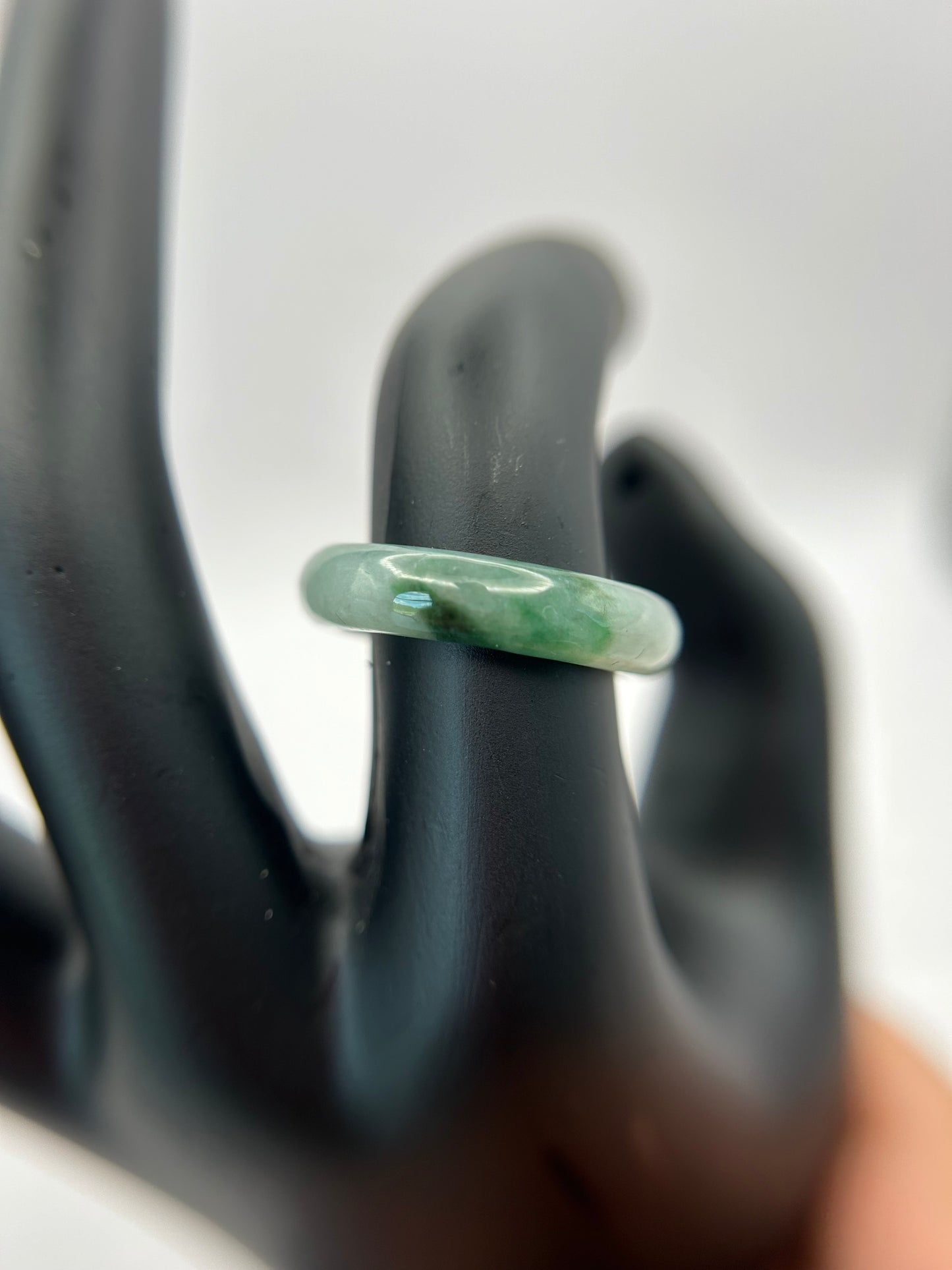 Natural Grade A Burma Jadeite green and white Ring