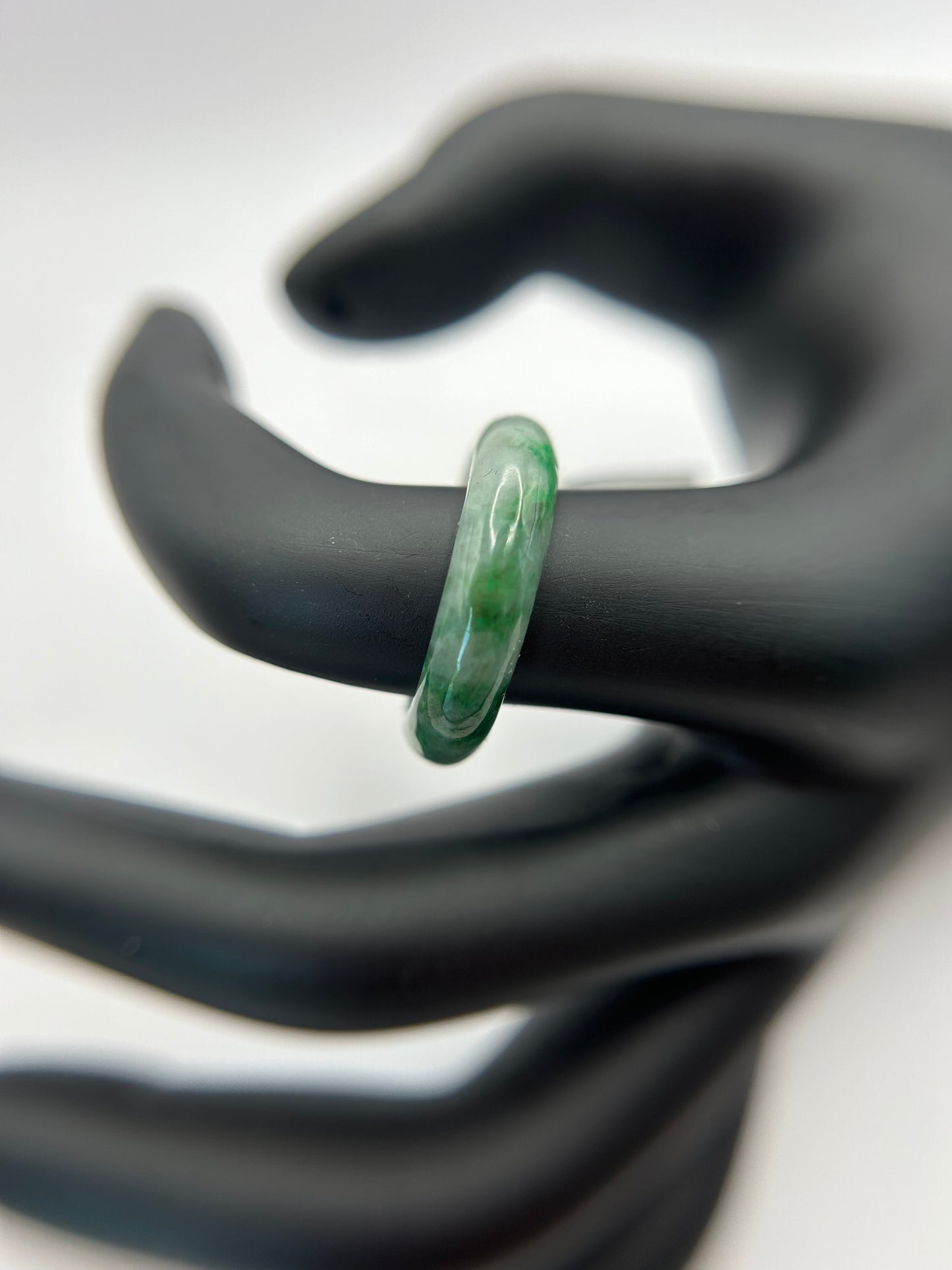 Natural Grade A Burma Jadeite green and white Ring