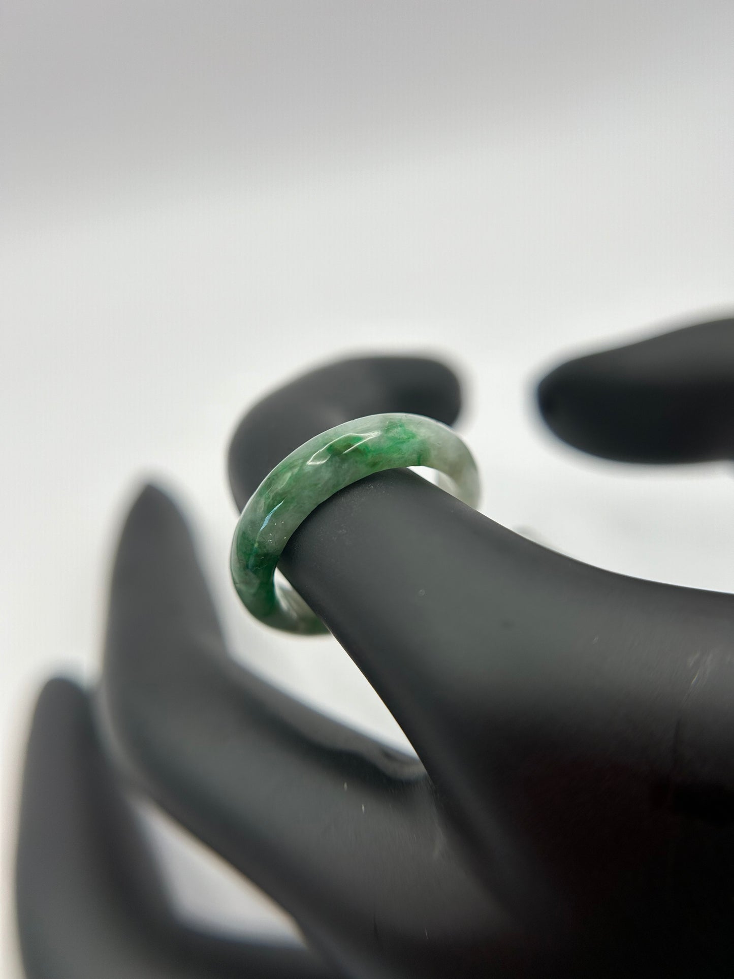 Natural Grade A Burma Jadeite green and white Ring