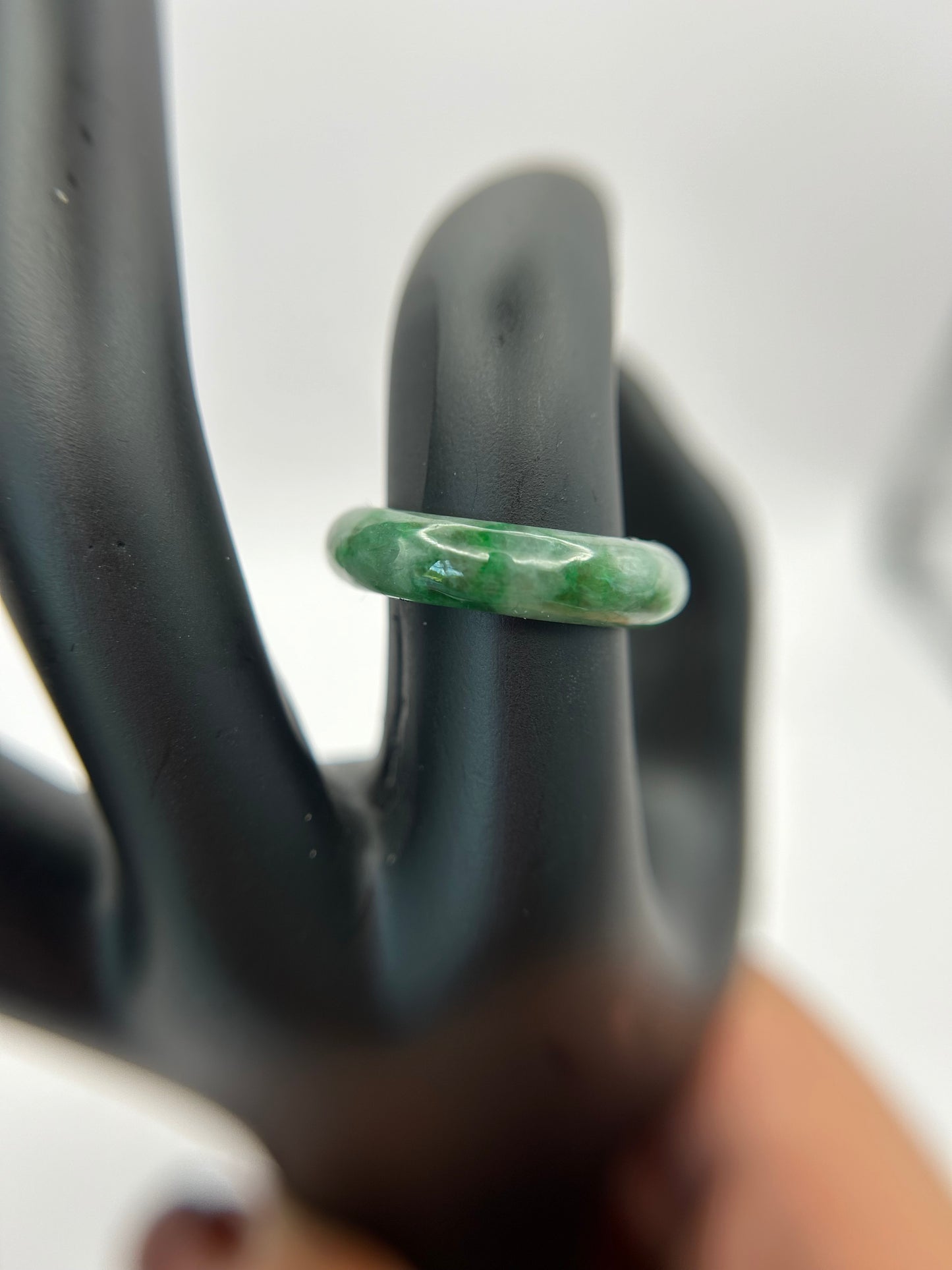 Natural Grade A Burma Jadeite green and white Ring