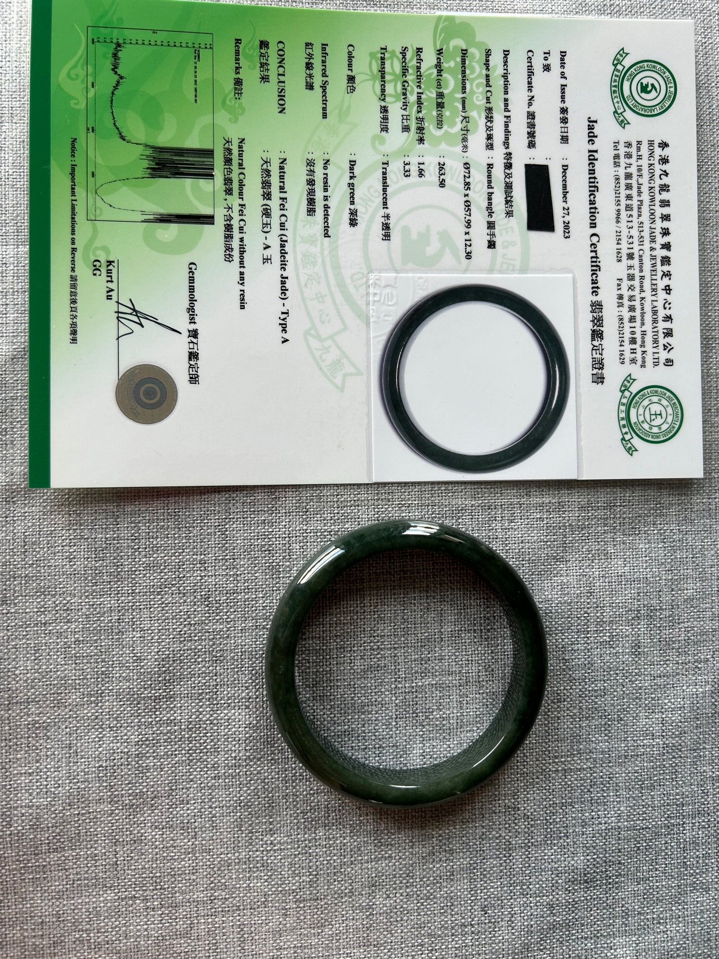 Grade A Natural  Green Myanmar Jadeite Bangle