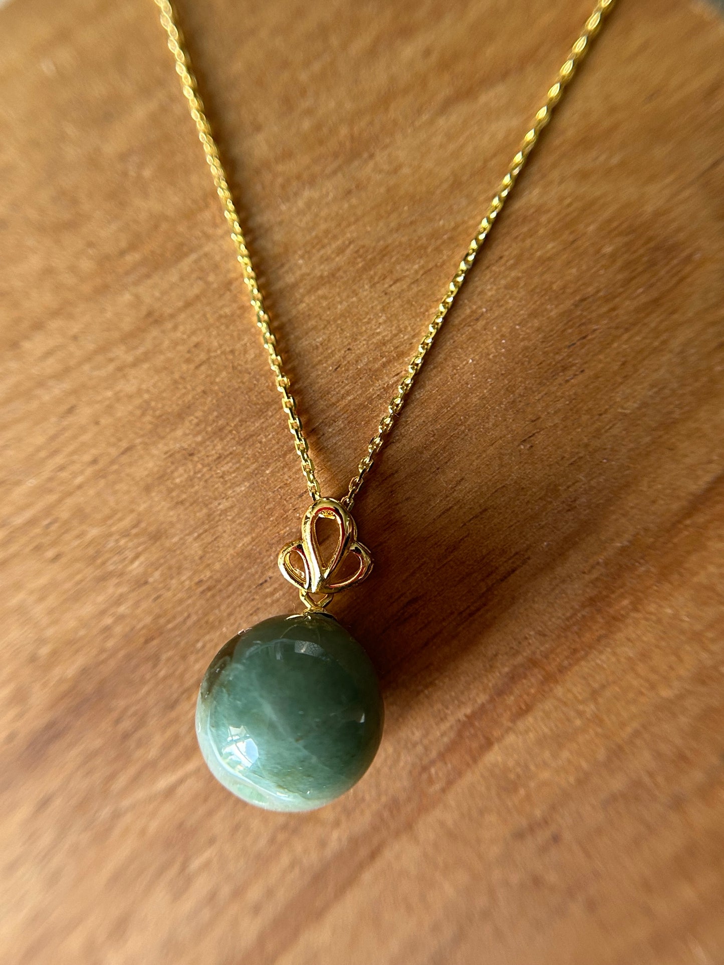 Grade A Natural Burma lavender Jadeite with Sterling Silver bail Gold Plated Silver  necklace