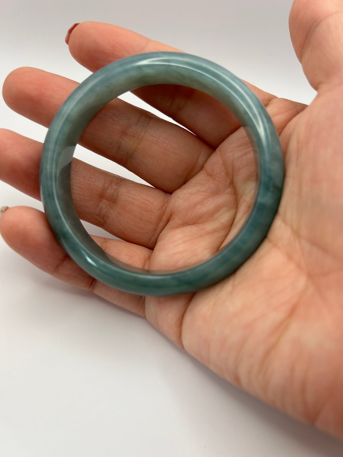 Grade A Natural Blue Green Burma Jadeite Bangle