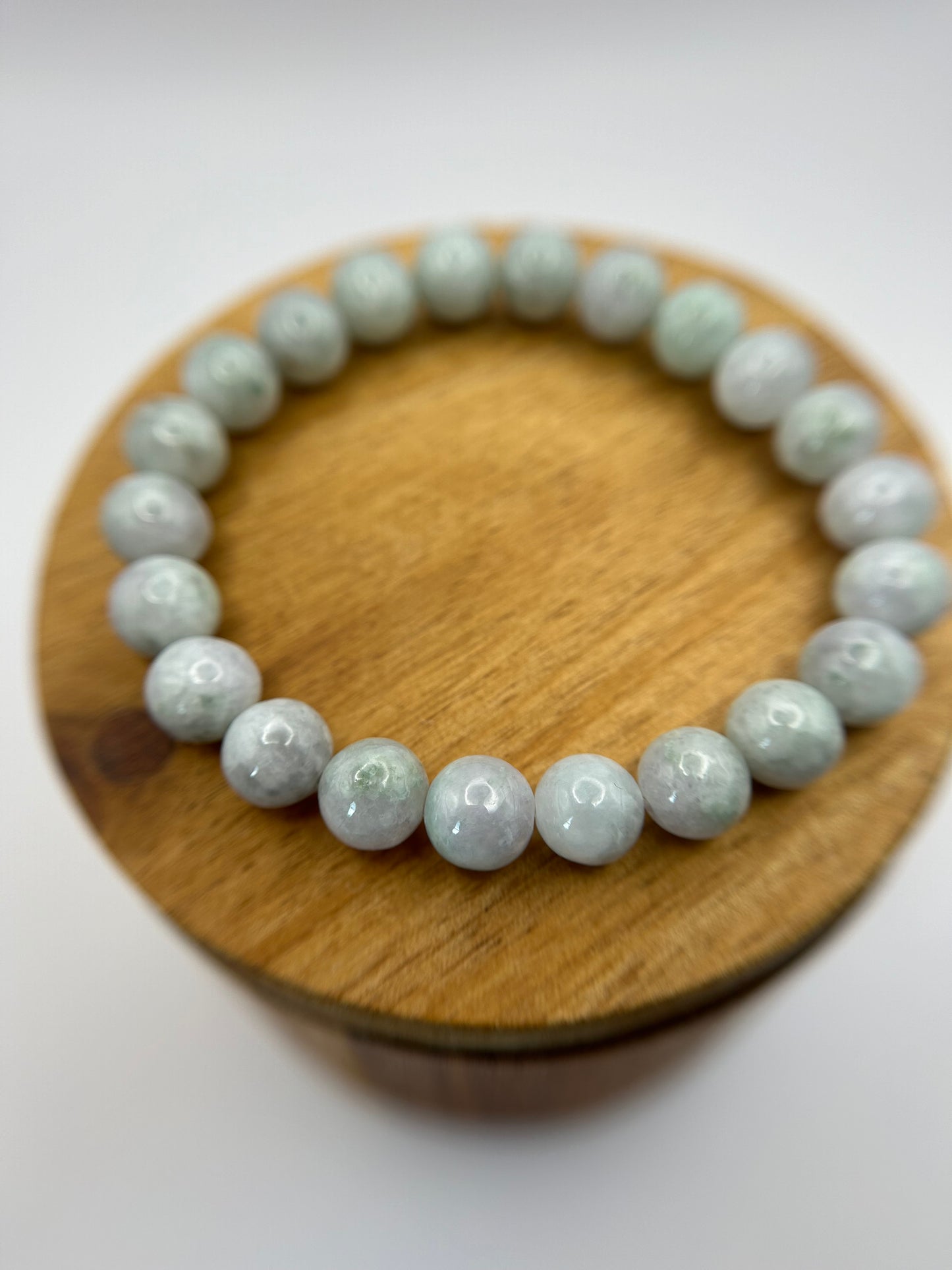 Grade A Natural lavender and green Burma Jadeite beads elastic bracelet