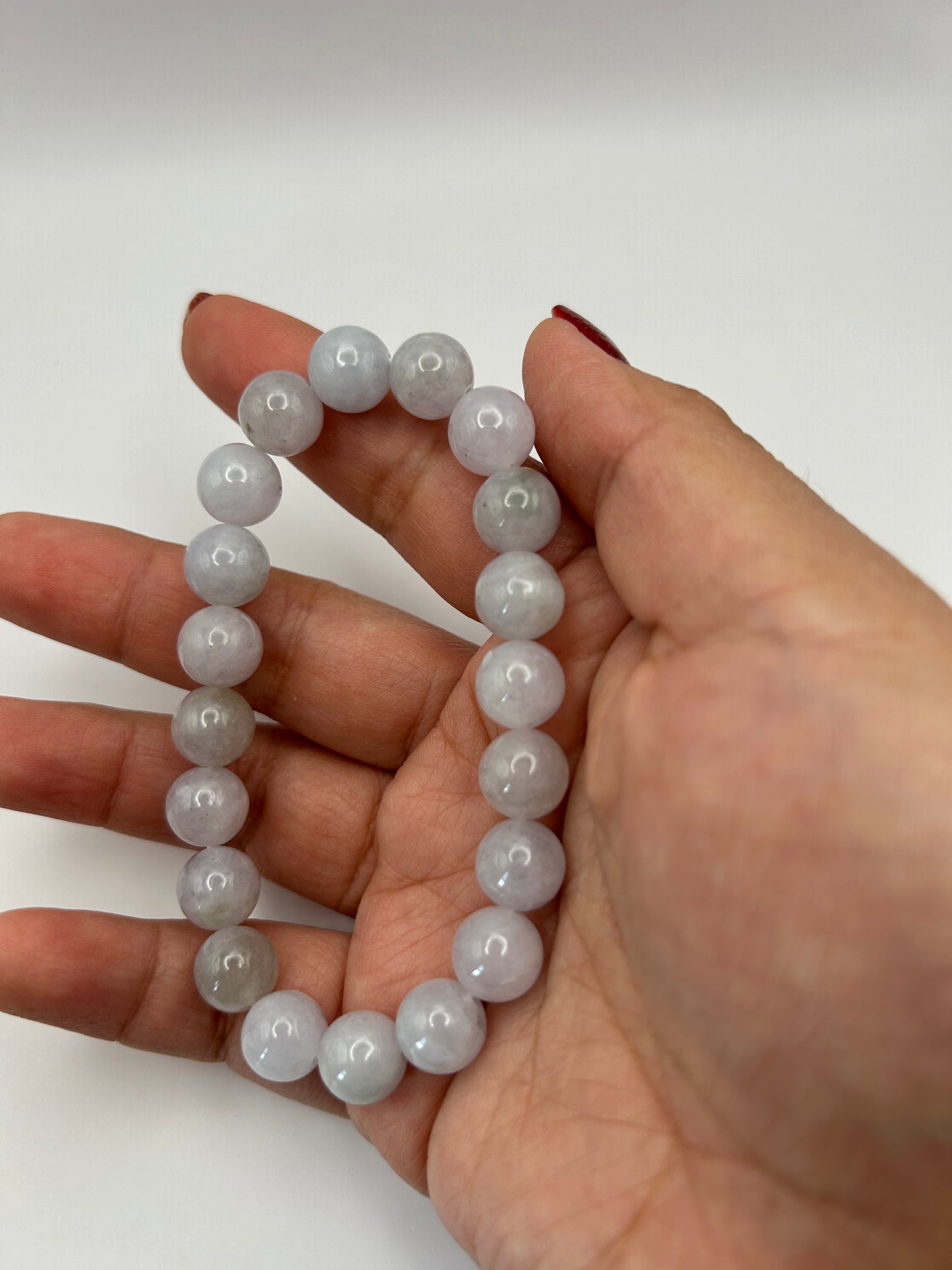 Grade A Natural Lavender Burma Jadeite beads elastic bracelet