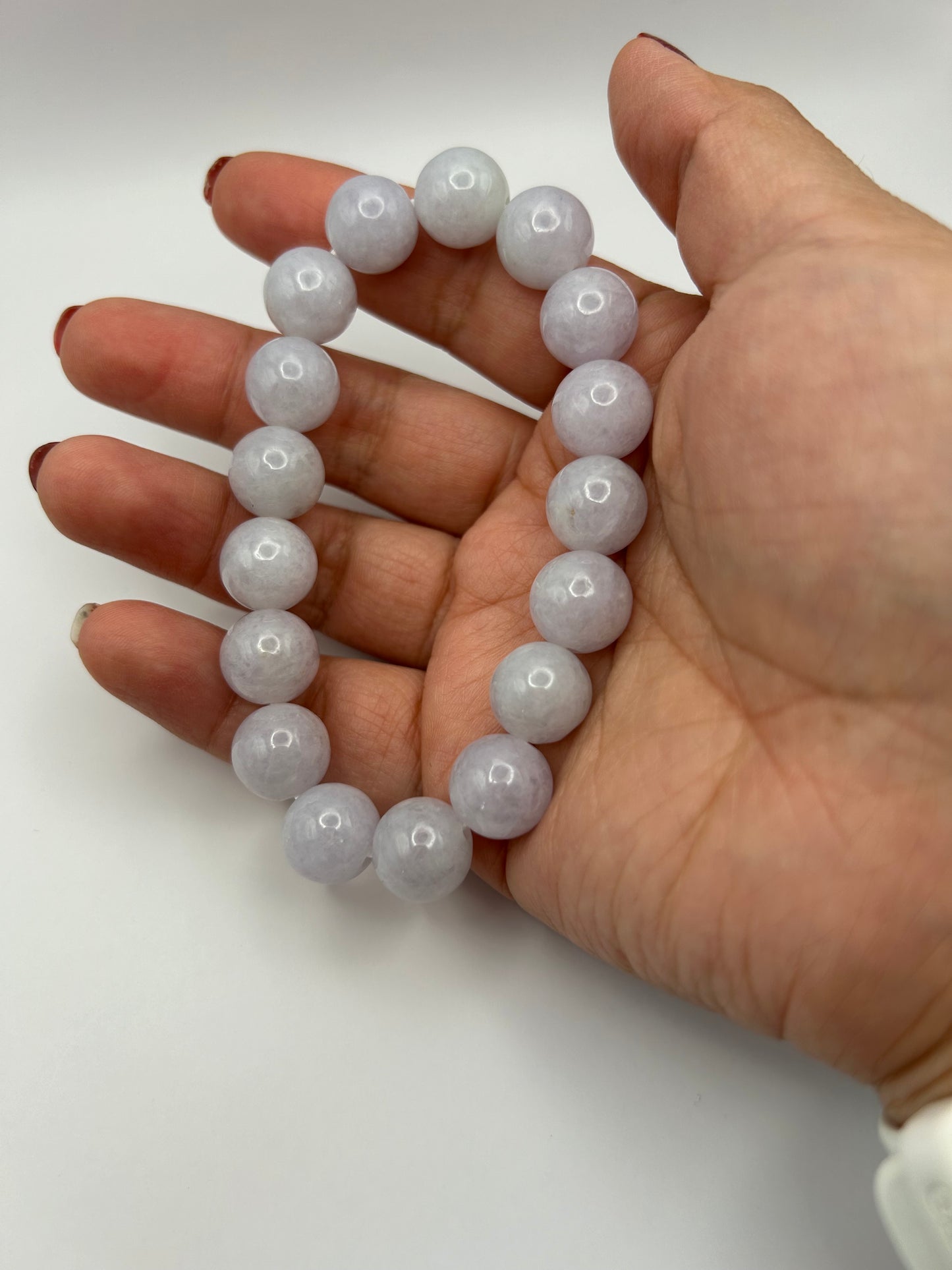 Grade A Natural Lavender Burma Jadeite beads elastic bracelet