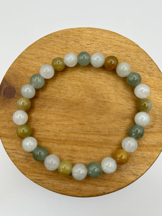 Grade A Natural Multi Colors Burma Jadeite beads elastic bracelet