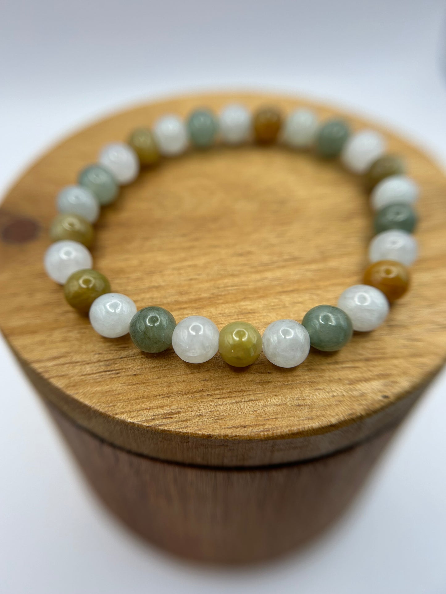 Grade A Natural Multi Colors Burma Jadeite beads elastic bracelet