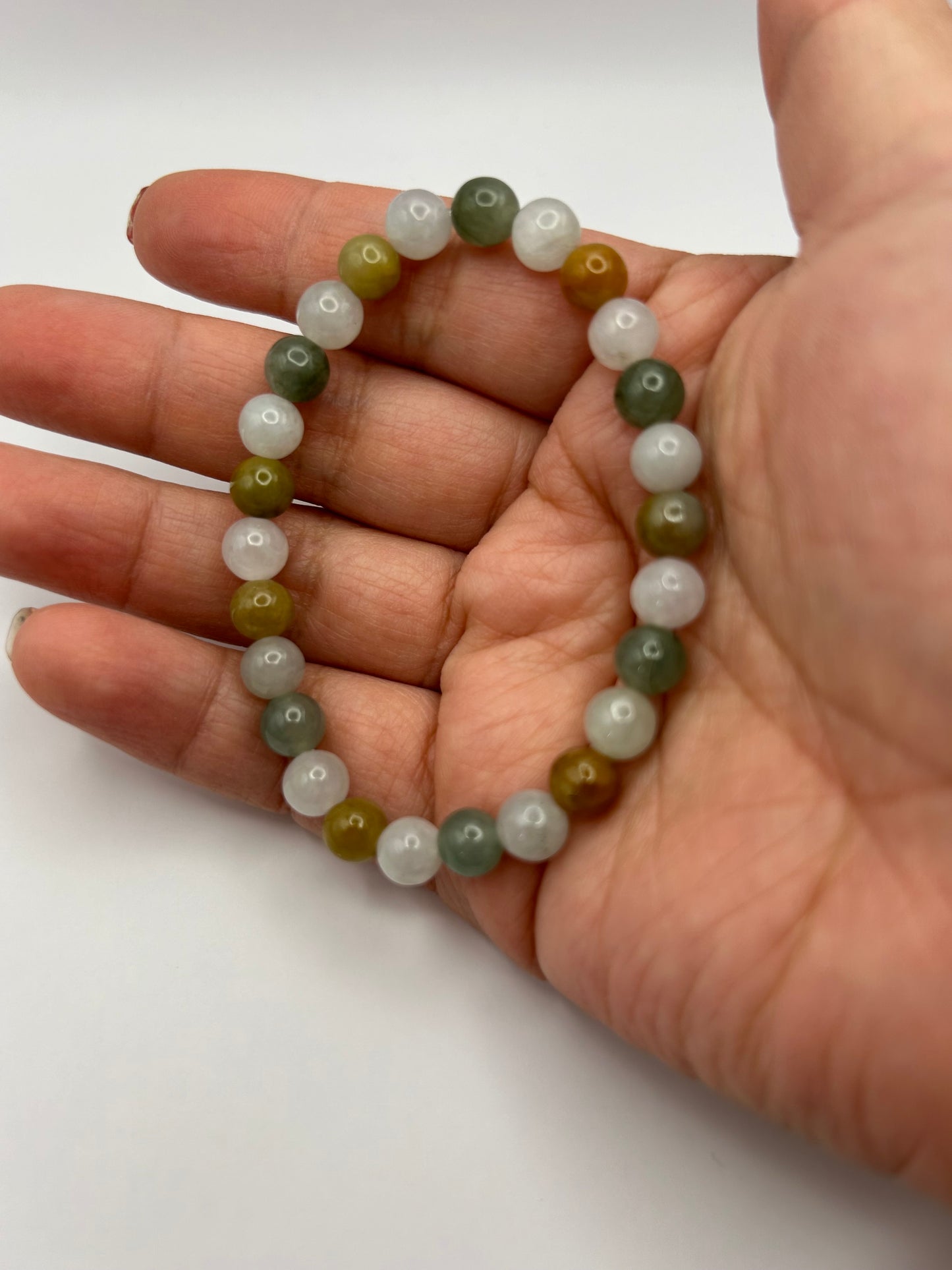 Grade A Natural Multi Colors Burma Jadeite beads elastic bracelet