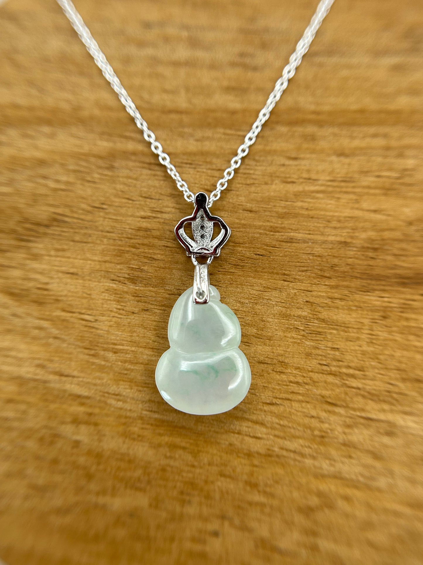 Grade A Natural Burma Icy Green Jadeite Wu Lu (Guard) pendant with  sterling silver bail necklace