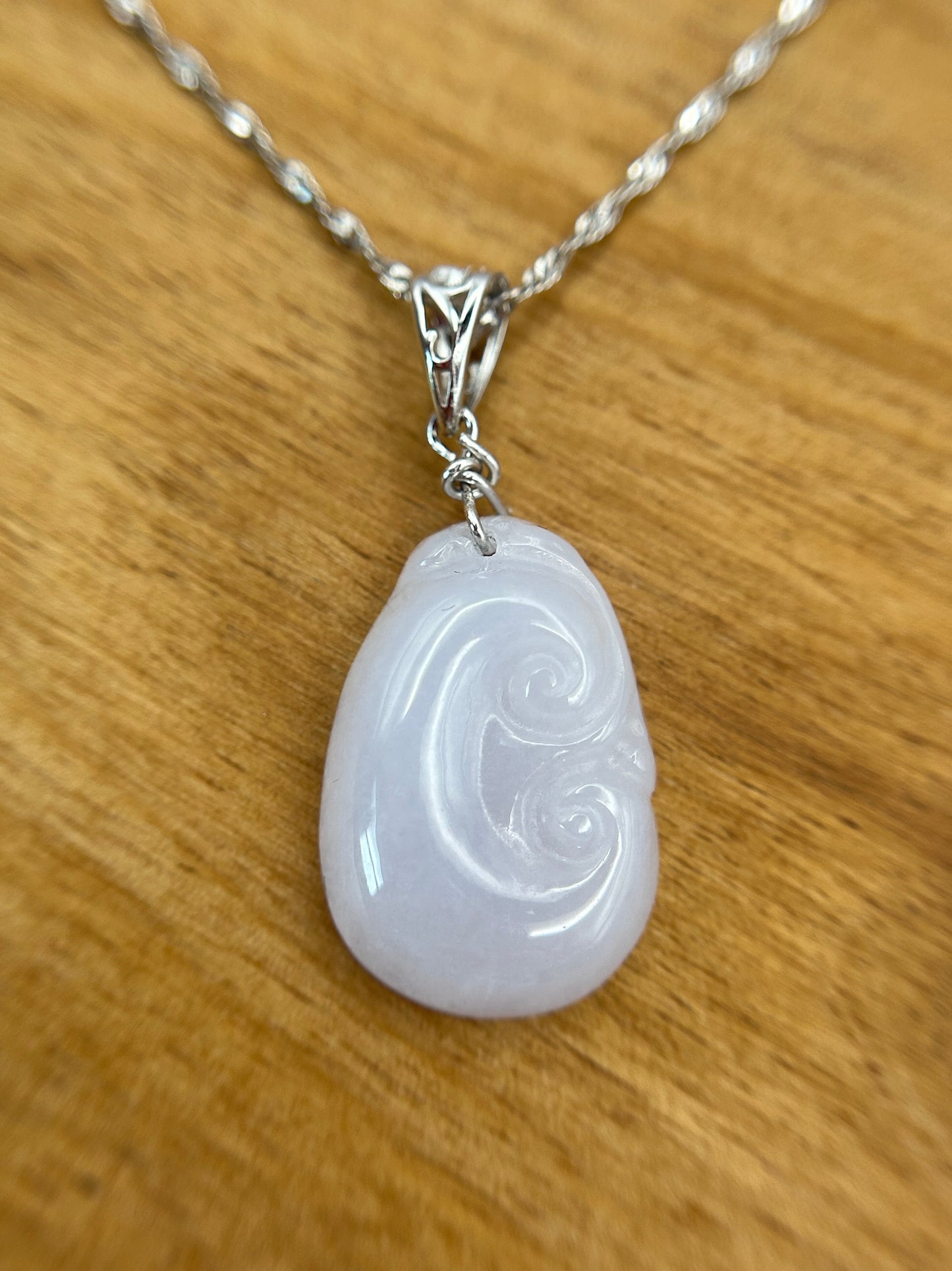 Natural Garde A Burme Jadeite Sterling Silver  Bail white Yuyi silver, necklace