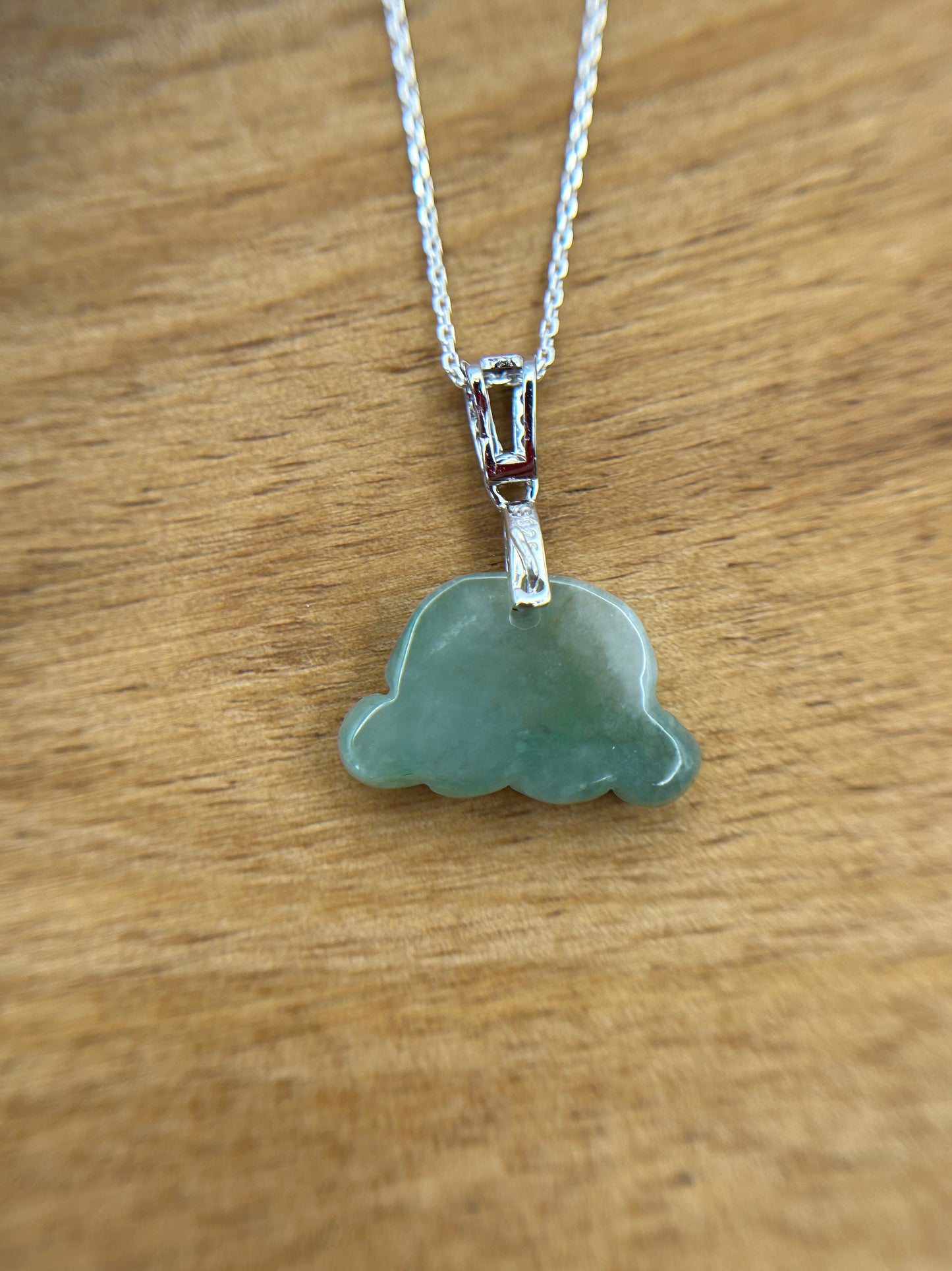 Grade A Natural  green Jadeite Pawn pendant silver necklace