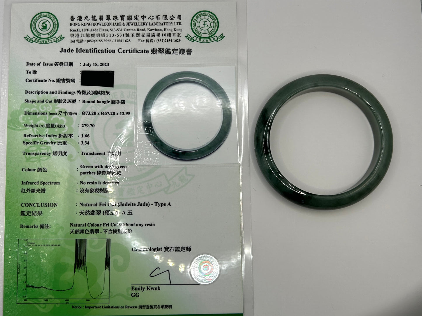 Grade A Natural full Green Burma Jadeite Bangle