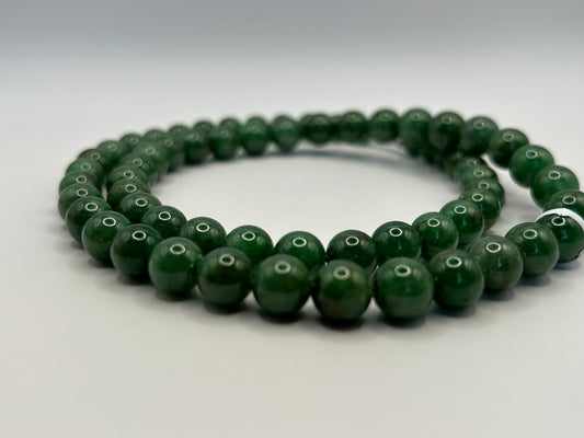 Grade A Natural Medium size Burma Icy dark green Jadeite beads necklace