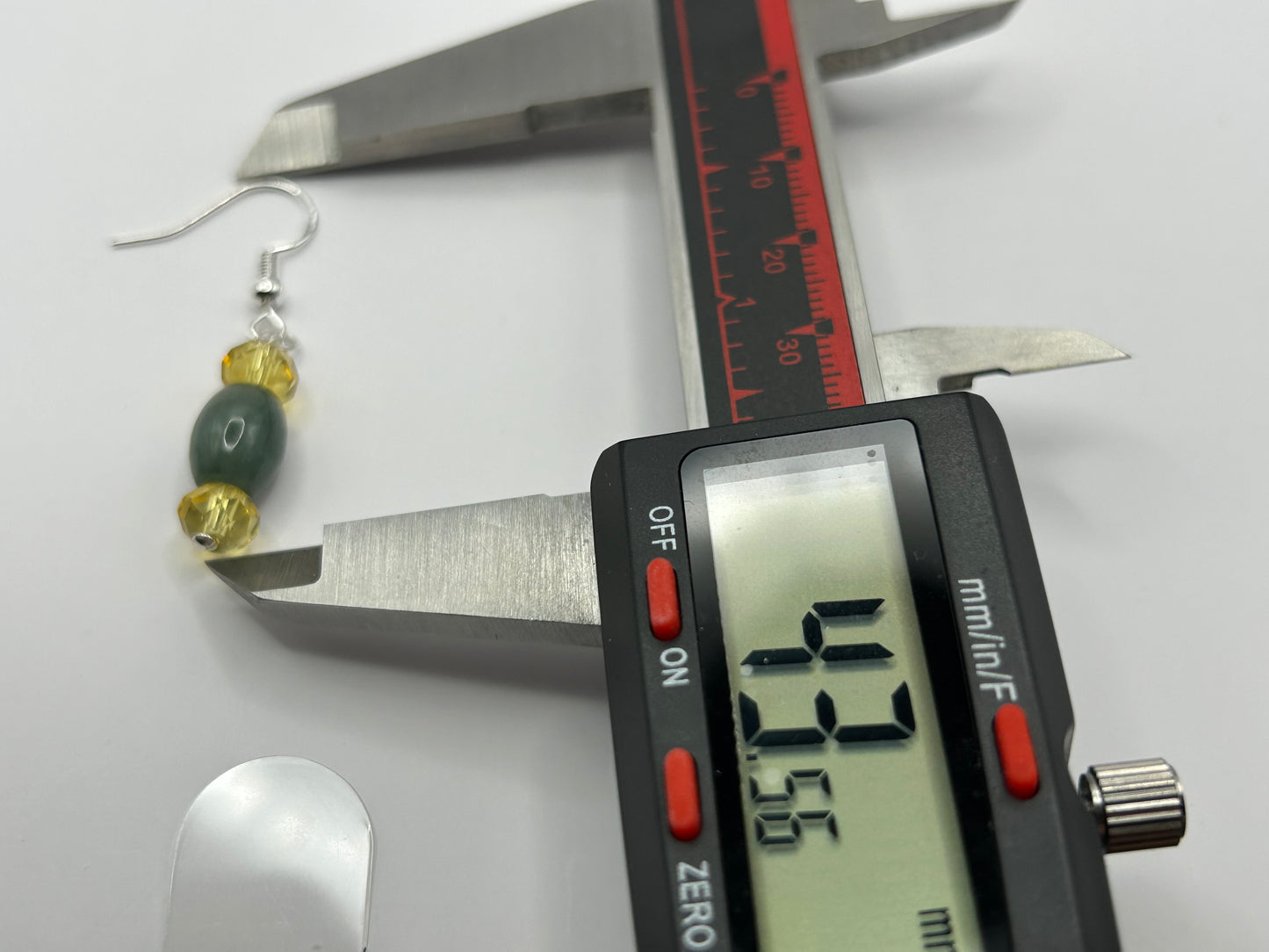 Natural Grade A  Yellow Crystal and Green Burmese Jadeite bead  925 silver earring