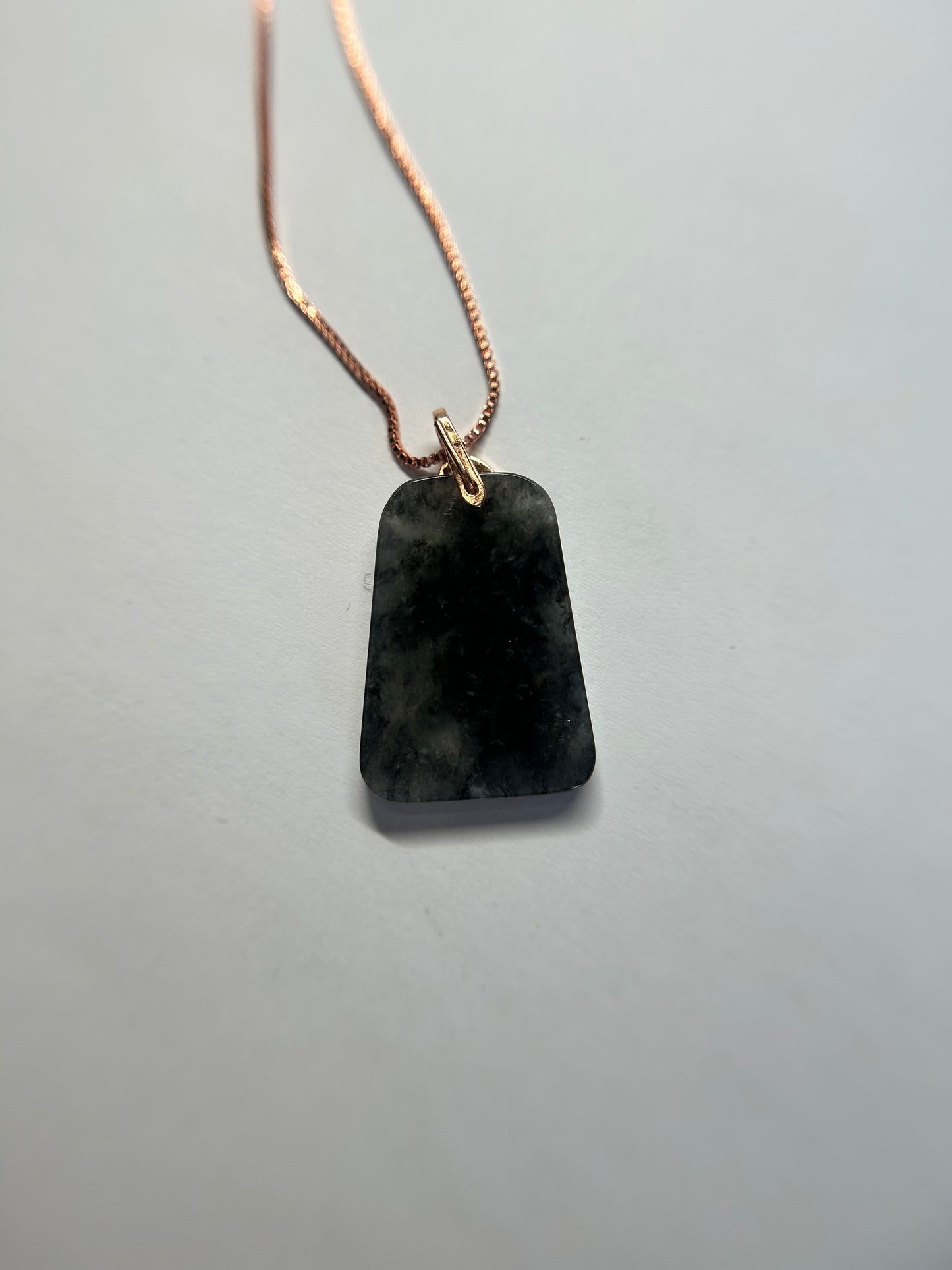 Grade A Natural Highly Icy Black Trapezoid Rose gold plated sterling silver bails necklace