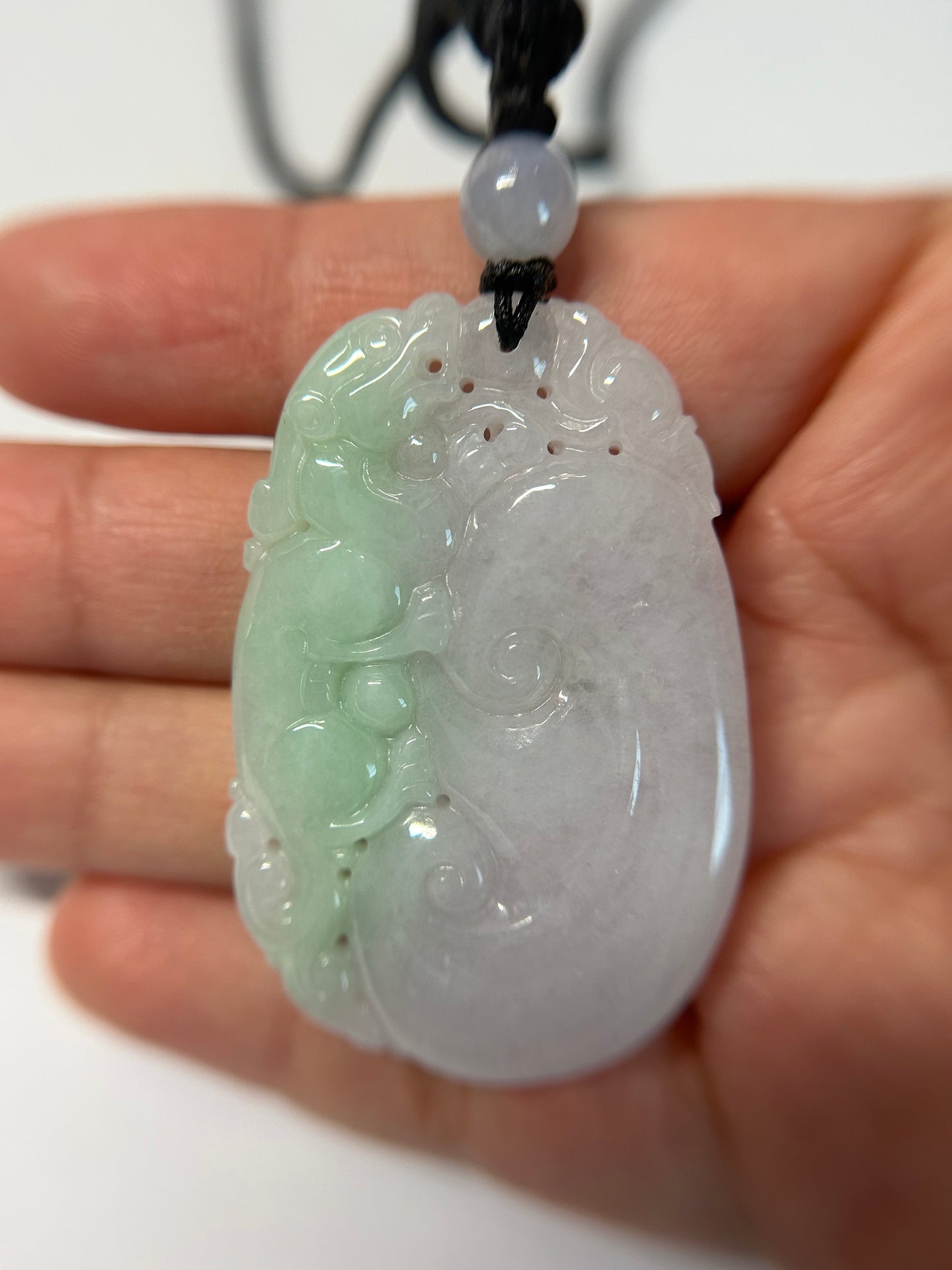 Natural Grade A Burme Jadeite Light green and white jadeite Pi Xiu, Yuyi Pendant