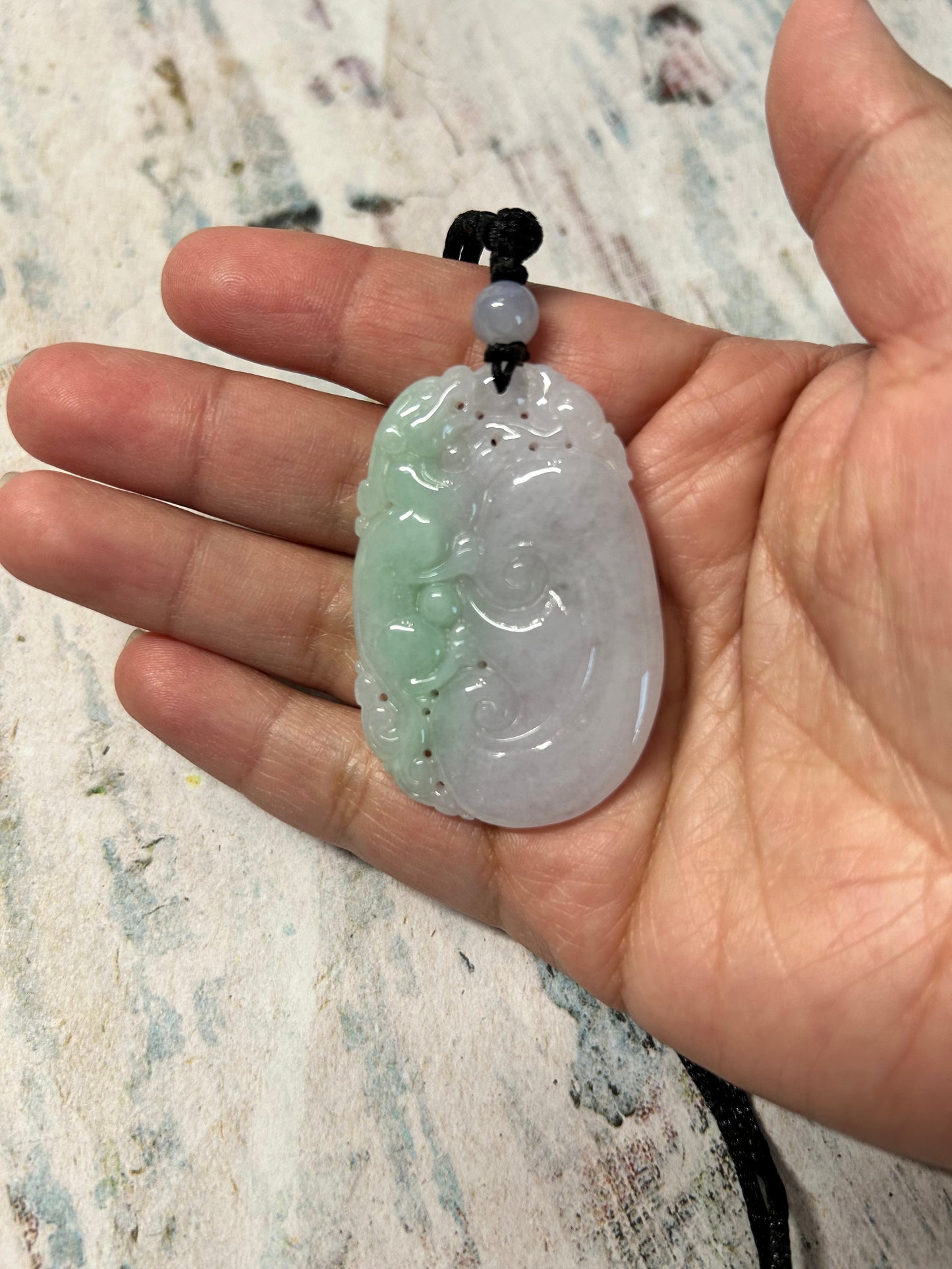 Natural Grade A Burme Jadeite Light green and white jadeite Pi Xiu, Yuyi Pendant