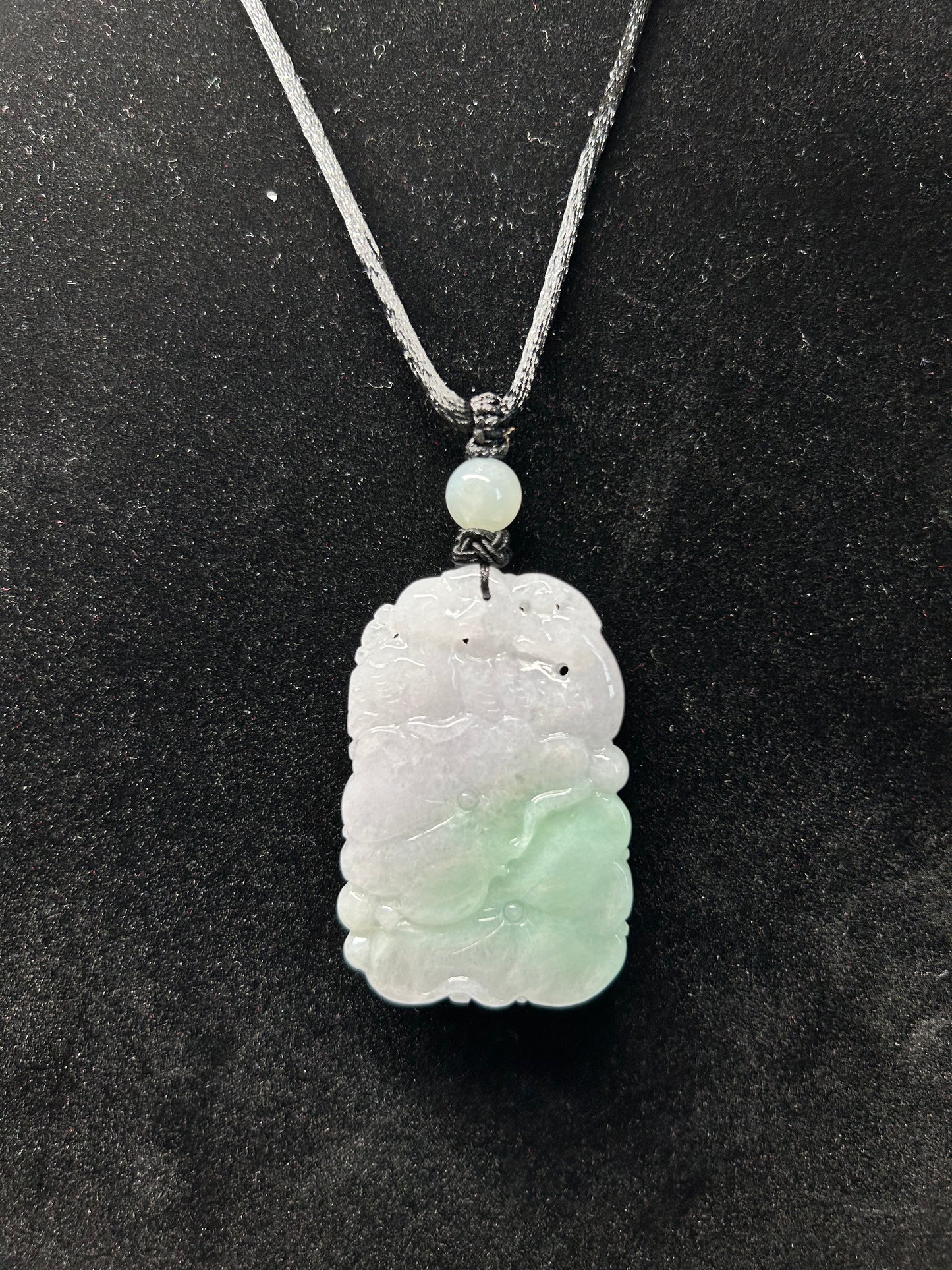 Natural Grade A Burmese Jadeite Light green and white jadeite lotus leaf, love duck Pendant