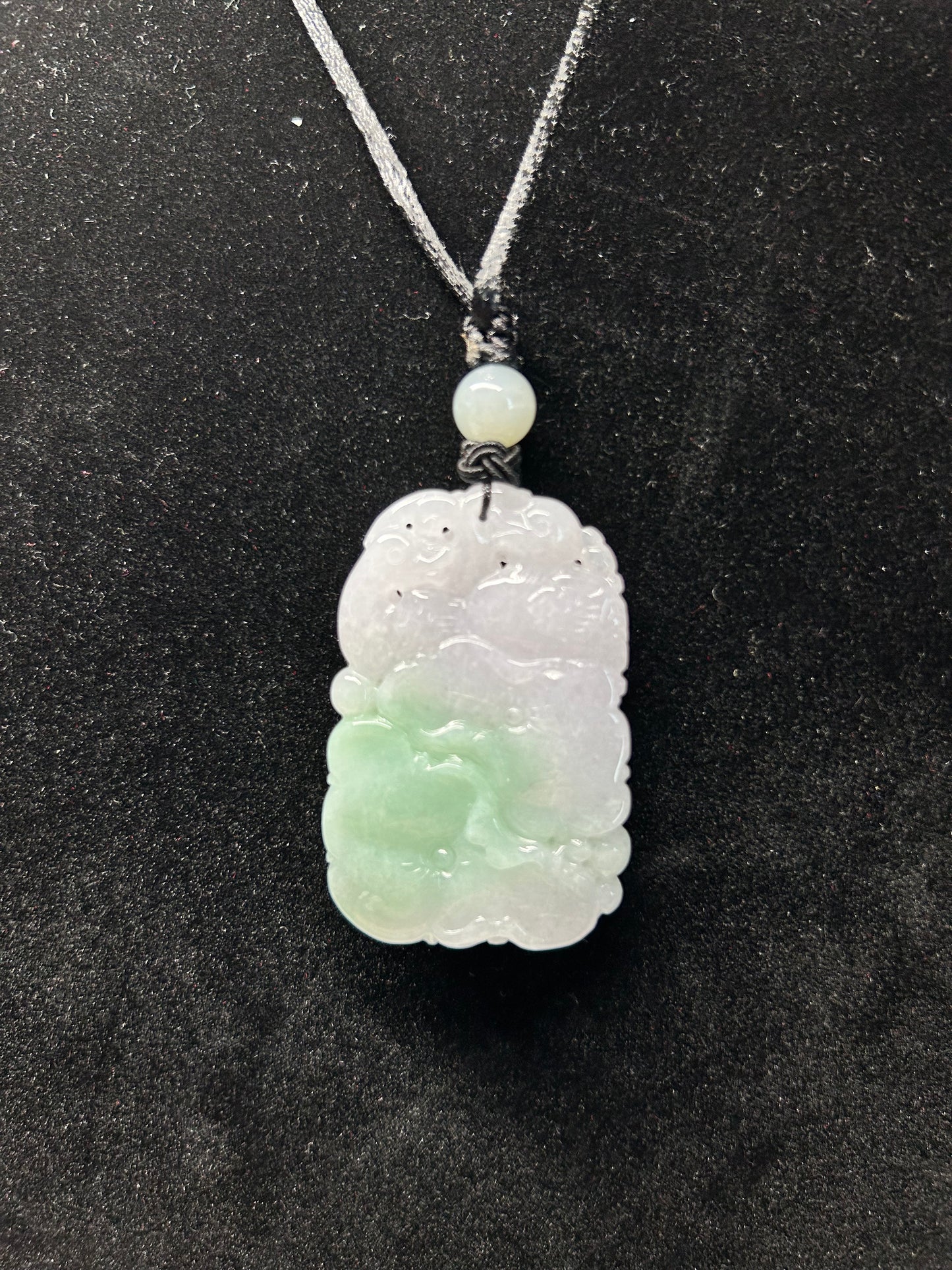 Natural Grade A Burmese Jadeite Light green and white jadeite lotus leaf, love duck Pendant