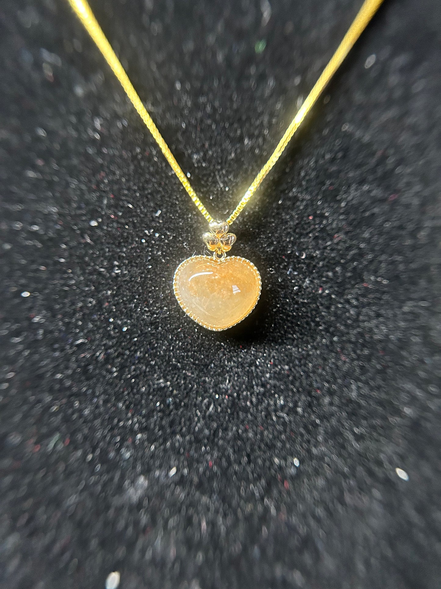 Natural Grade A Burme Jadeite 18K yellow gold bail icy red, yellow heart pendant