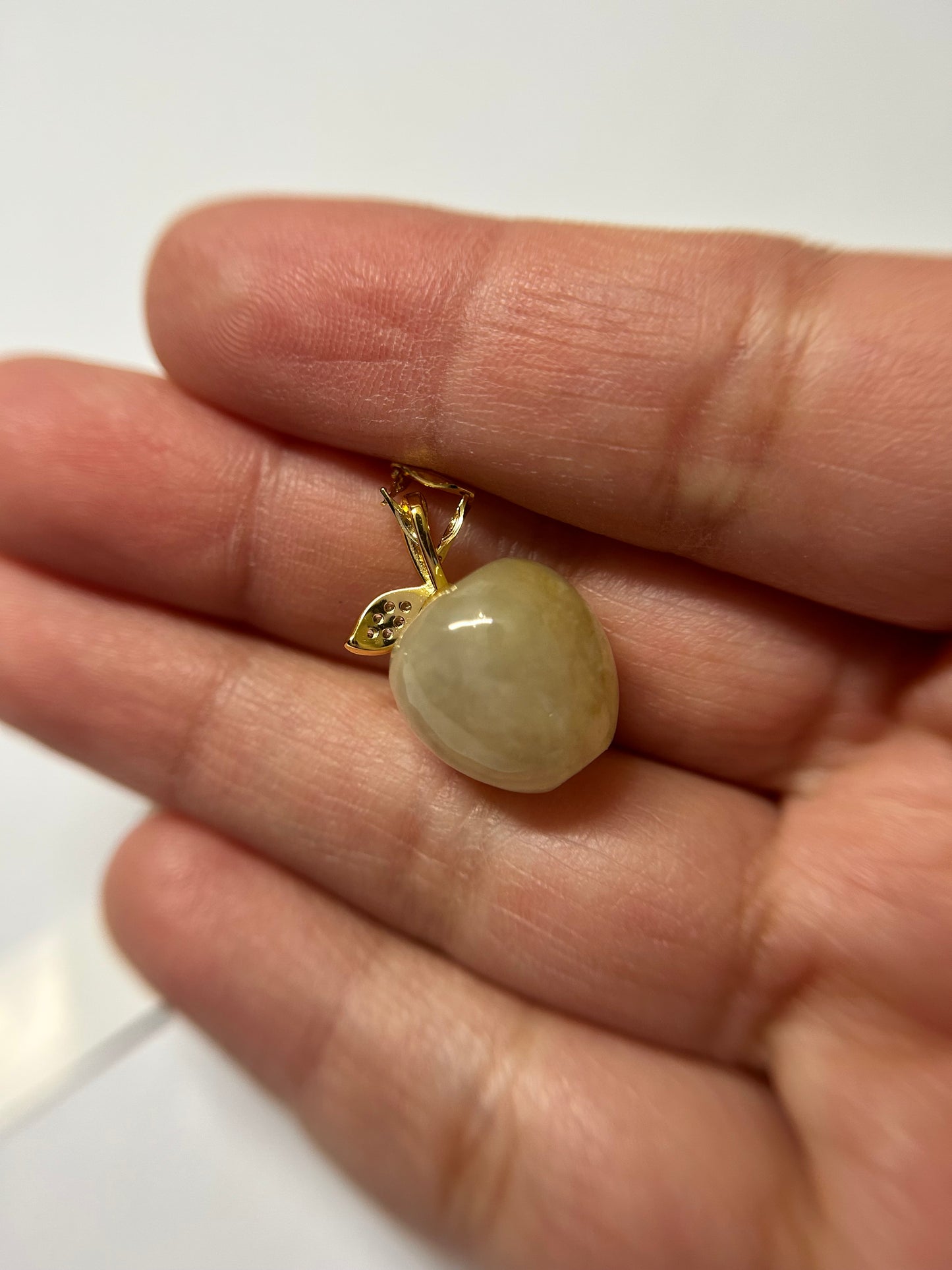 Natural Grade A Burme Jadeite Gold over Sterling Silver Stem Icy Yellow Apple necklace