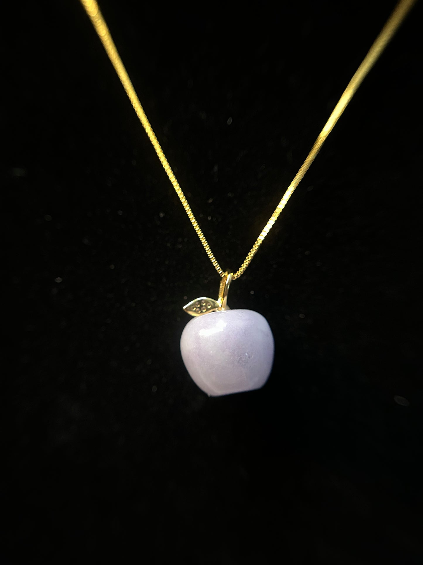 Natural Grade A Burmese Jadeite Gold over Sterling Silver Stem Icy Lavender Apple necklace