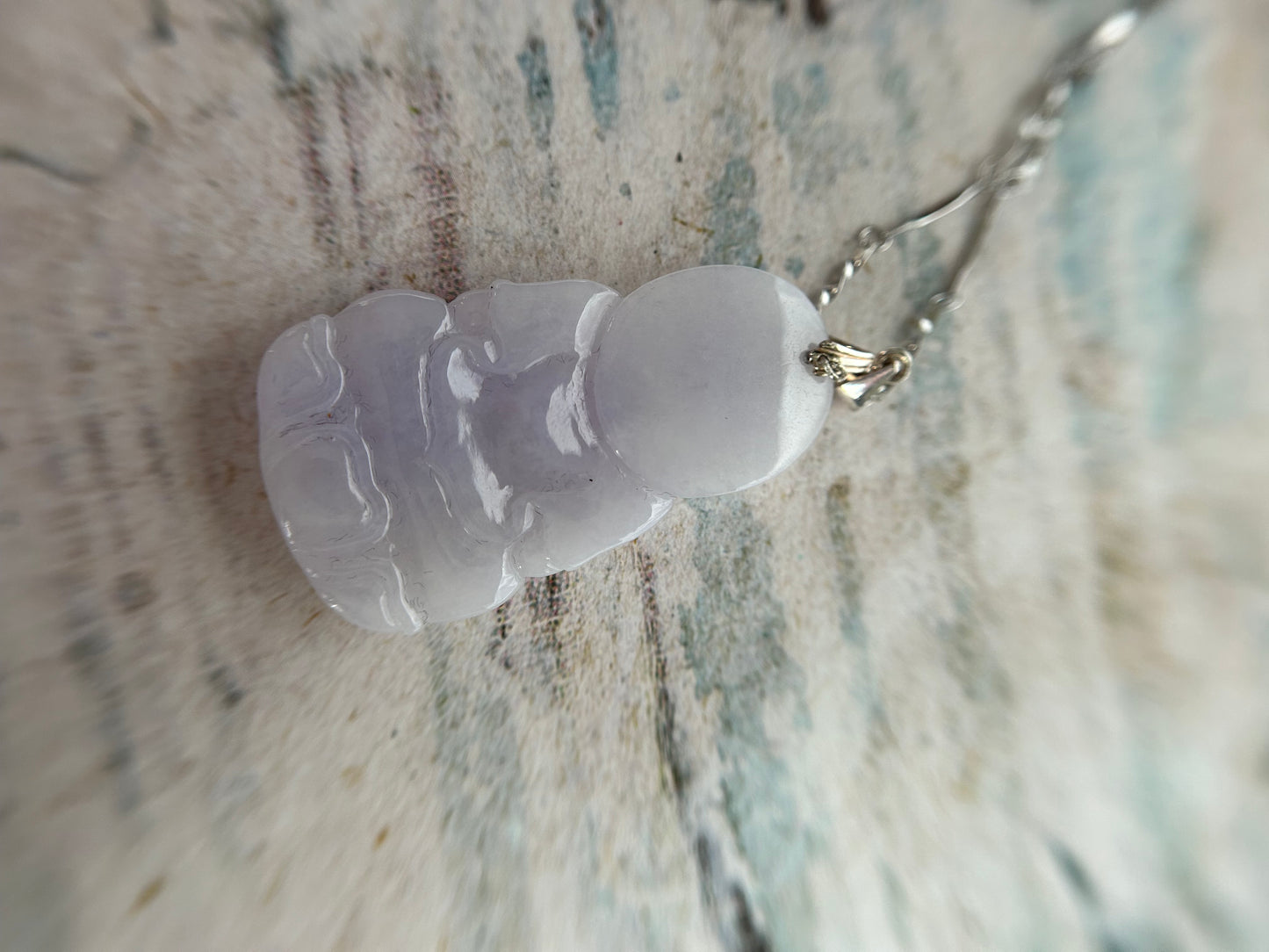 Grade A Natural Lavender Burma Jadeite Guanyin pendant with sterling silver bail