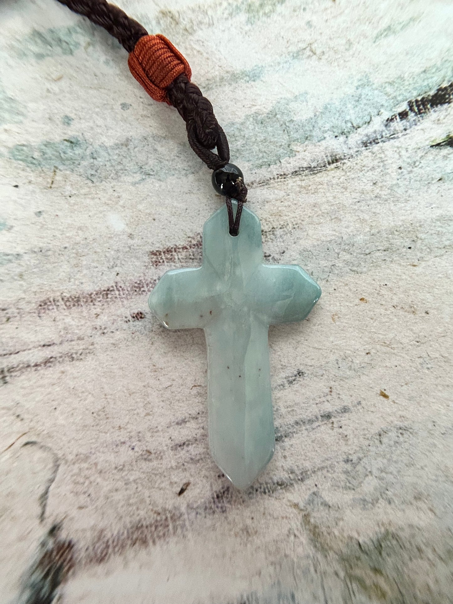 Grade A Natural light green Jade cross pendant