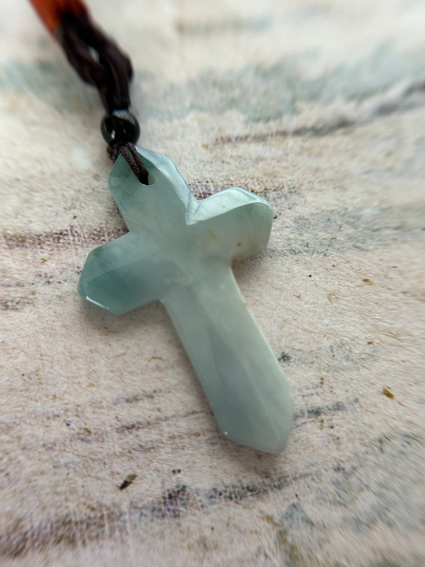 Grade A Natural light green Jade cross pendant