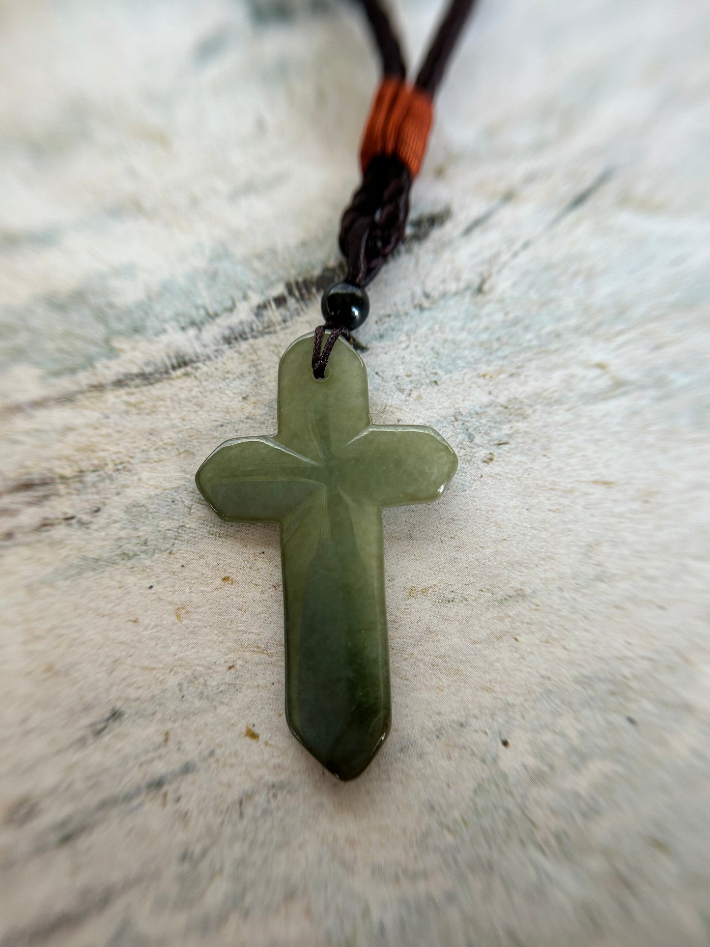 Grade A Natural Deep Green Jade cross pendant