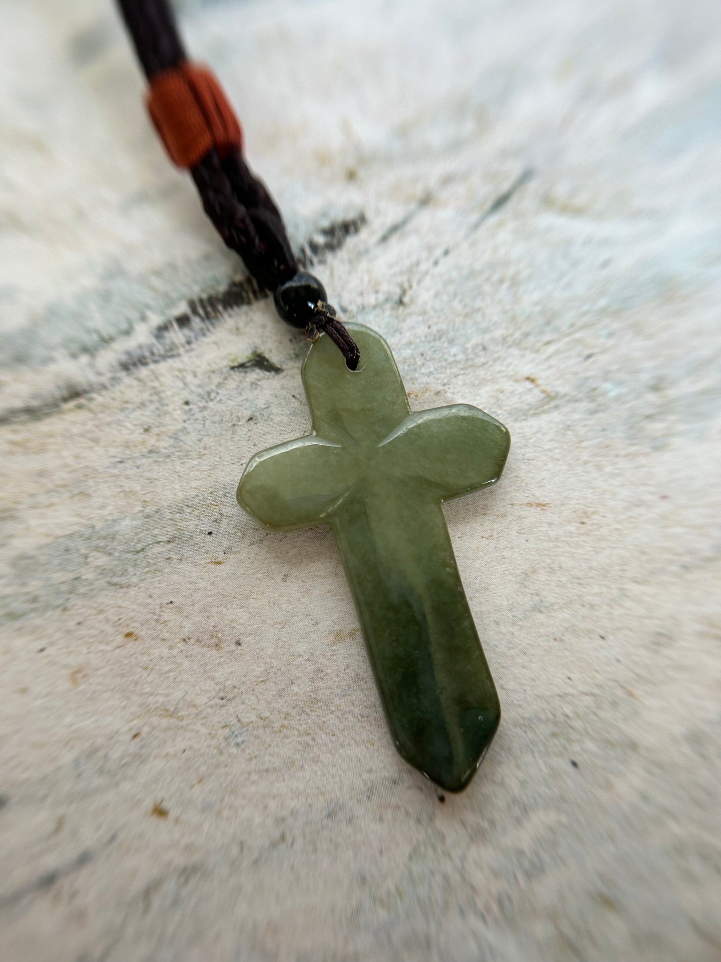 Grade A Natural Deep Green Jade cross pendant