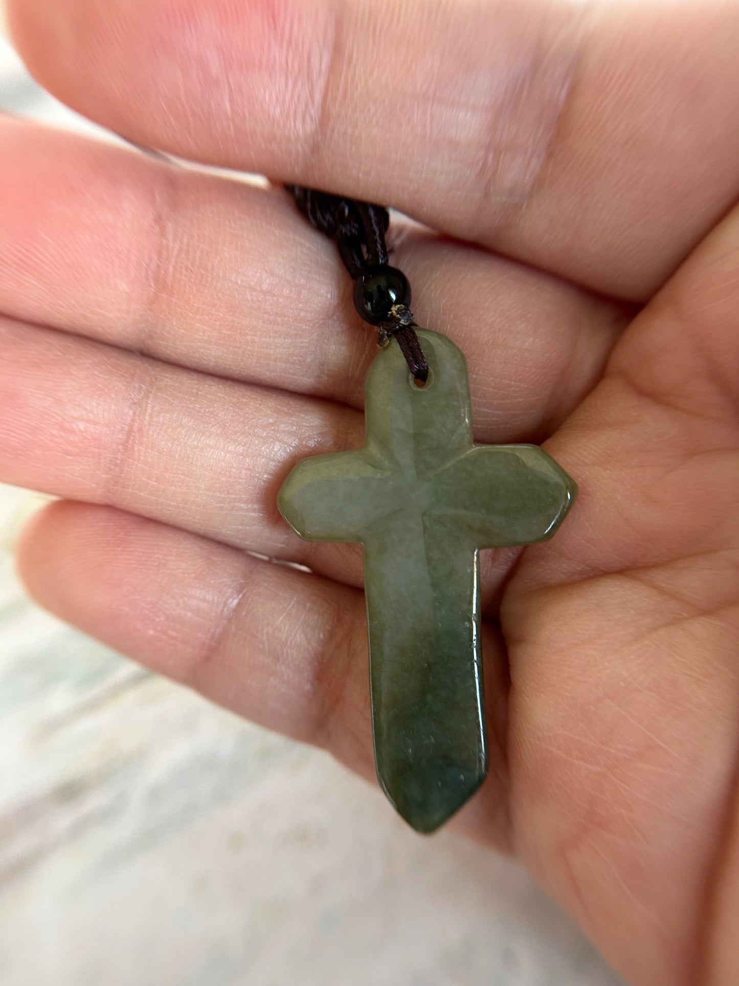 Grade A Natural Deep Green Jade cross pendant