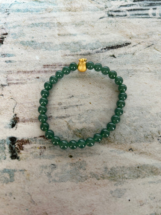 Grade A Natural Dark Green  Burma Jadeite Beads Bracelet