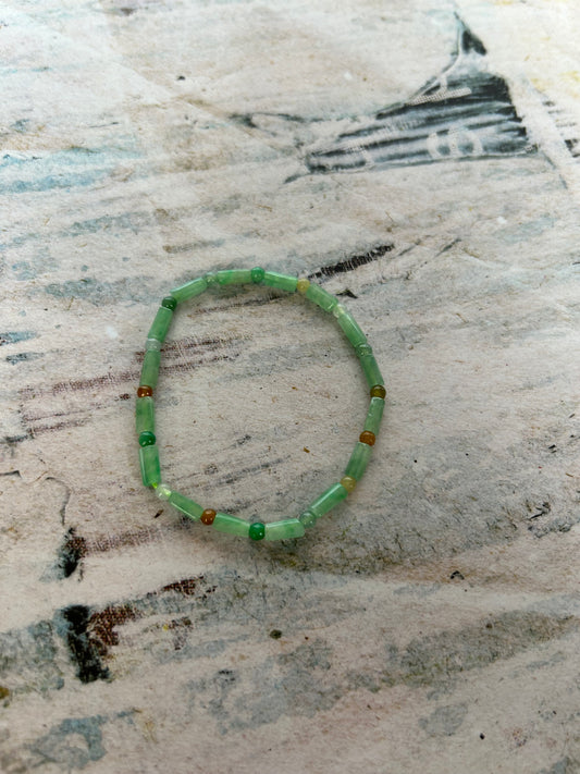 Grade A Natural Green  and multi color Burma Jadeite Beads Bracelet