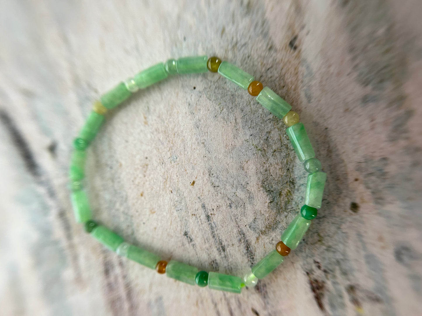 Grade A Natural Green  and multi color Burma Jadeite Beads Bracelet