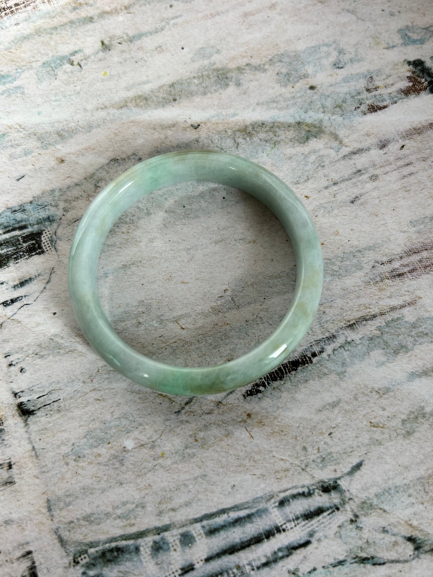 Grade A Natural Green and yellow Burma Jadeite Bangle