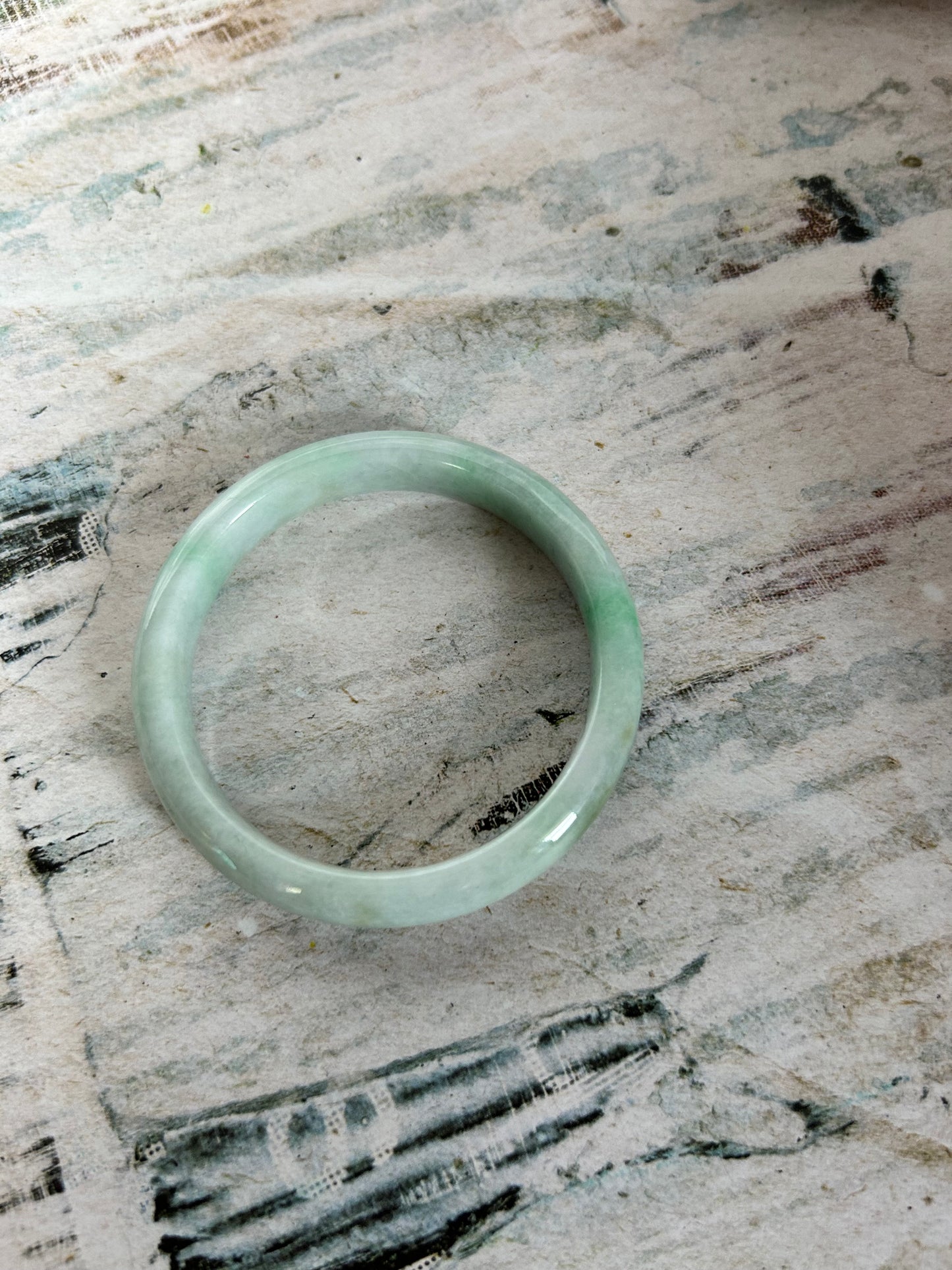 Grade A Natural Green and yellow Burma Jadeite Bangle