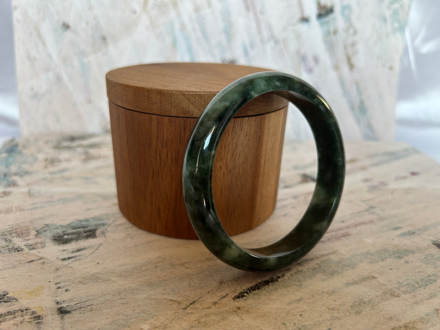 Grade A Natural Dark Green Burma Jadeite Bangle