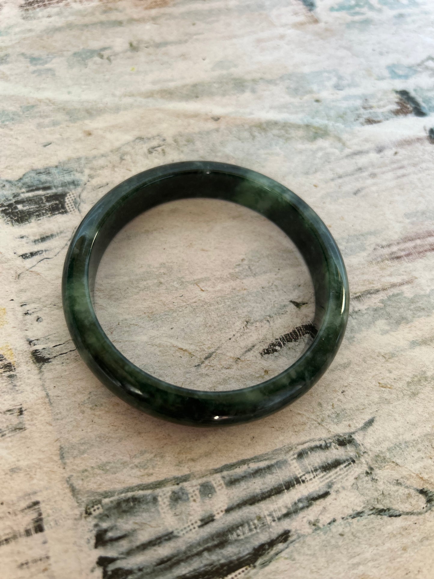 Grade A Natural Dark Green Burma Jadeite Bangle