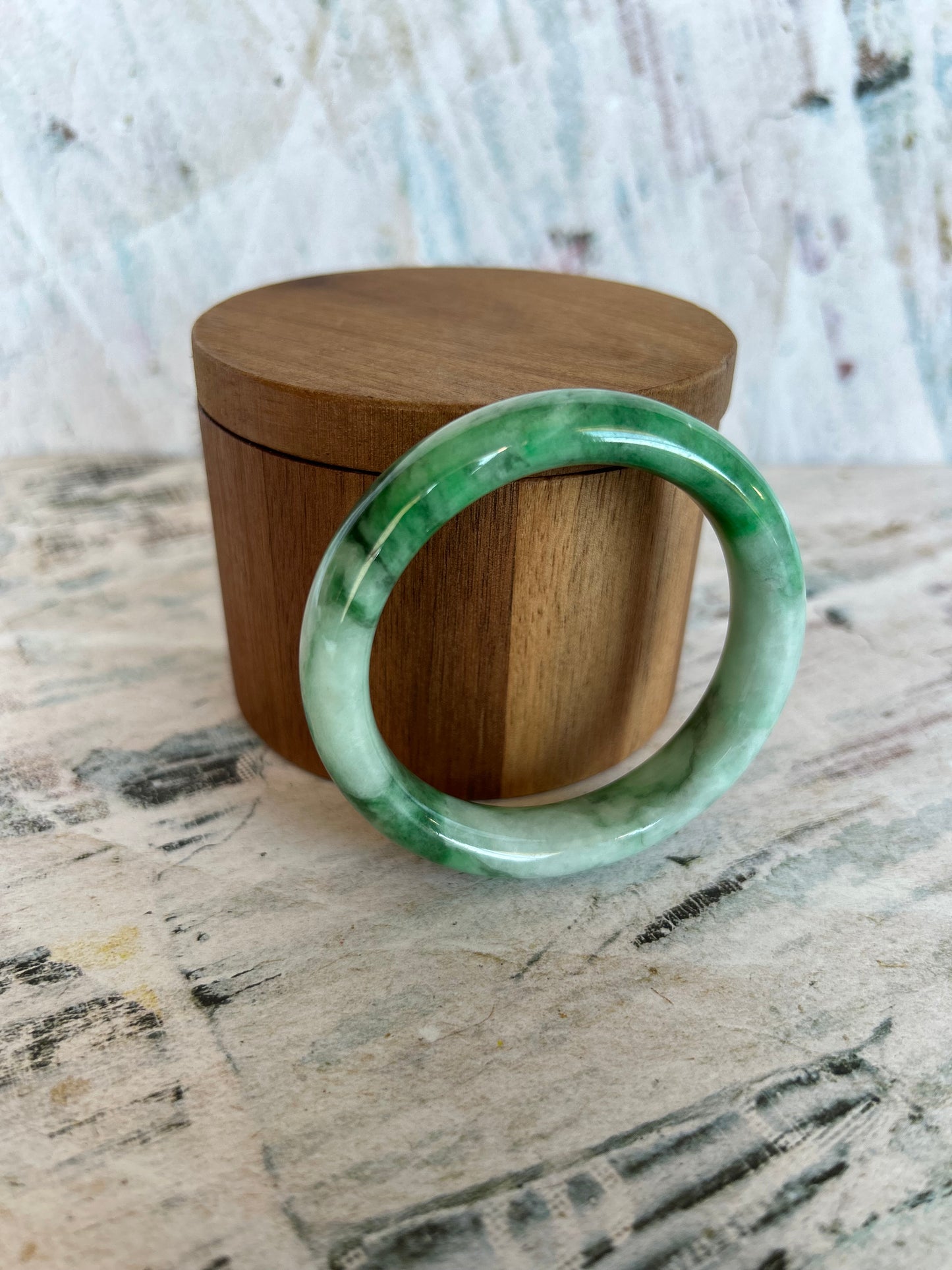 Grade A Natural  Green Myanmar Jadeite Bangle