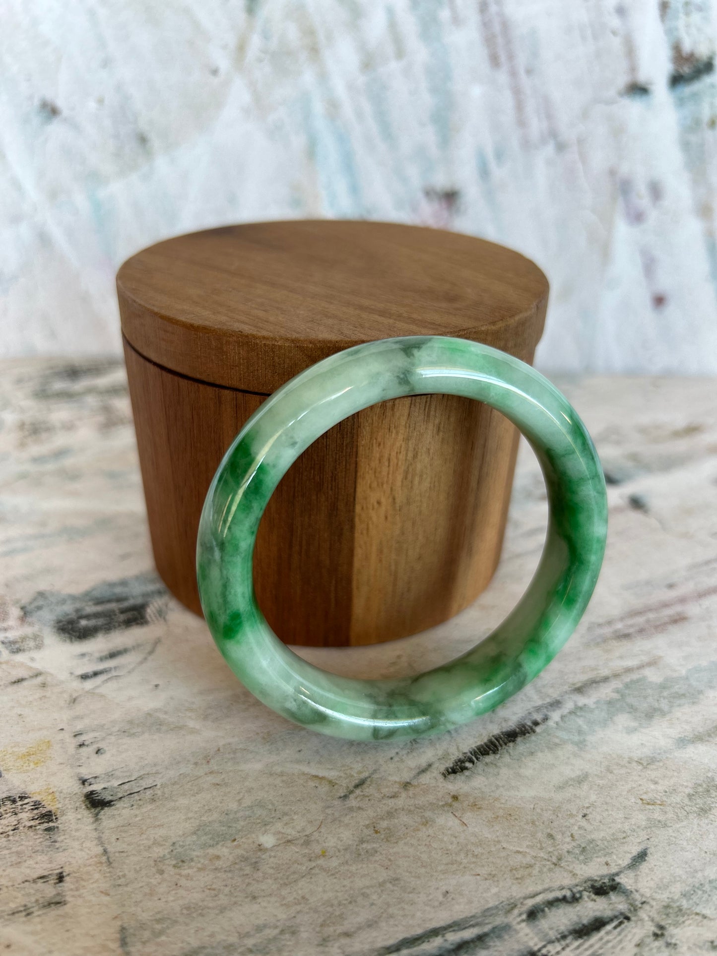 Grade A Natural  Green Myanmar Jadeite Bangle