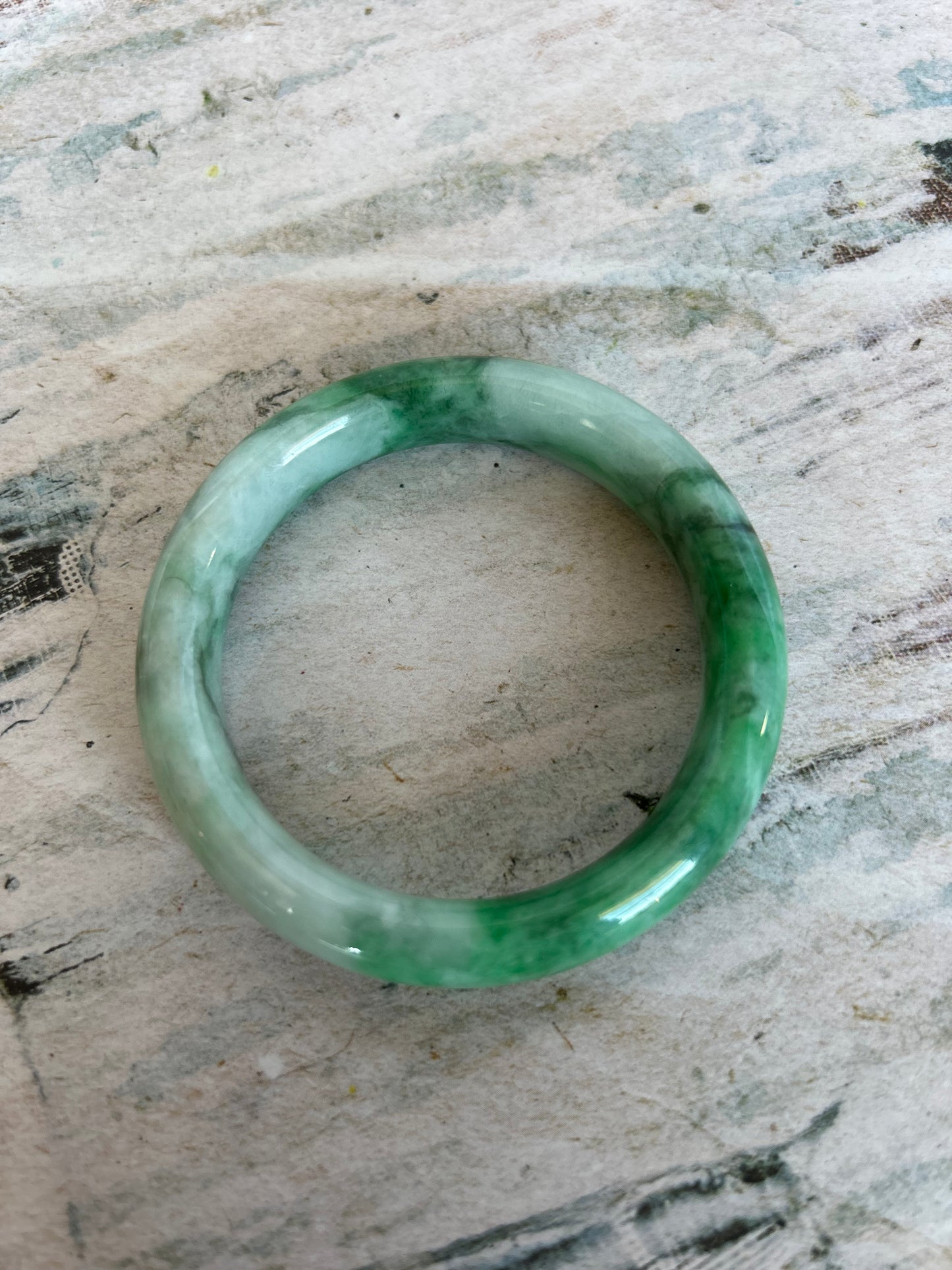 Grade A Natural  Green Myanmar Jadeite Bangle