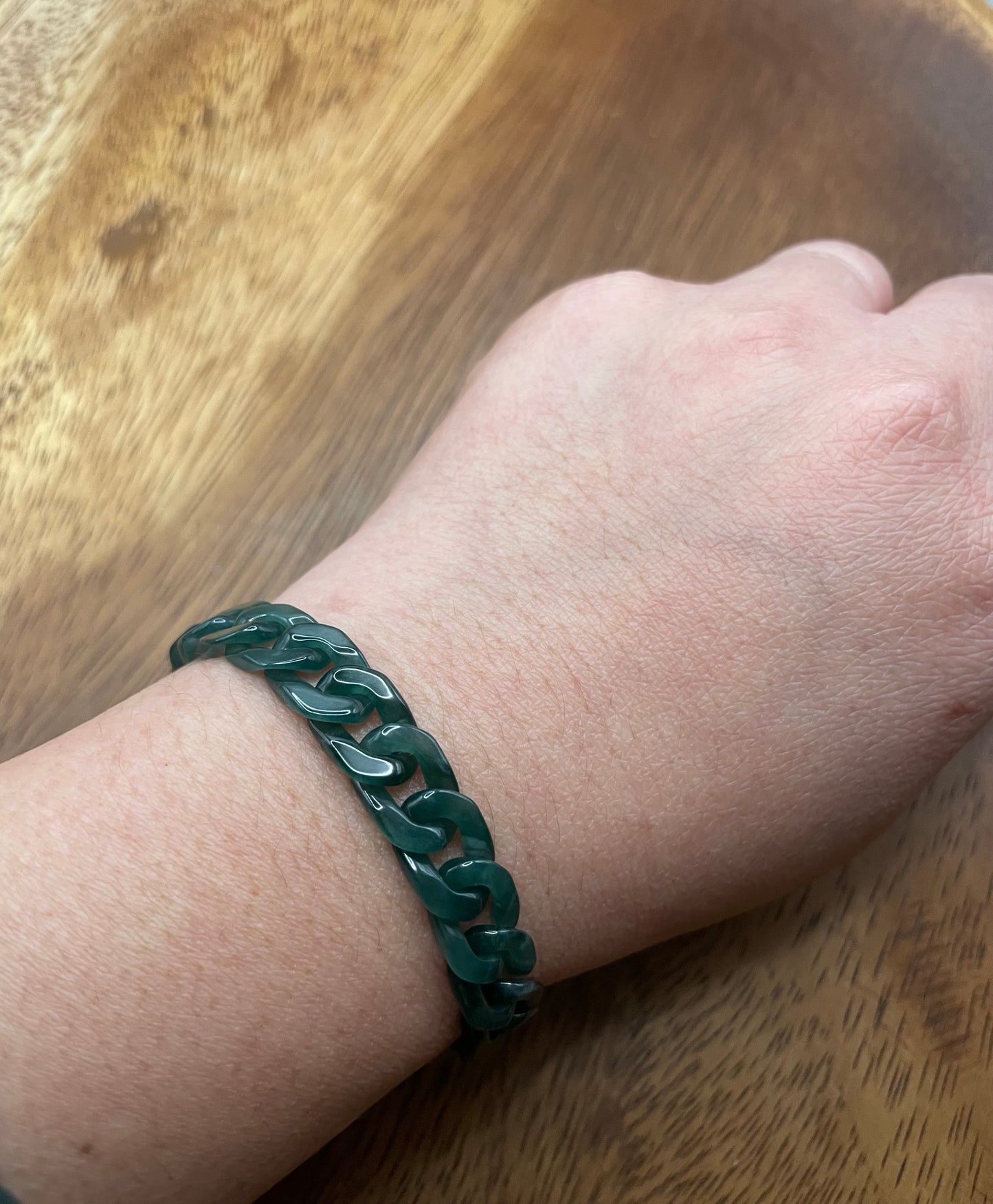 Premium Nature Guatemala Green Jadeite Cuban Link Bracelet